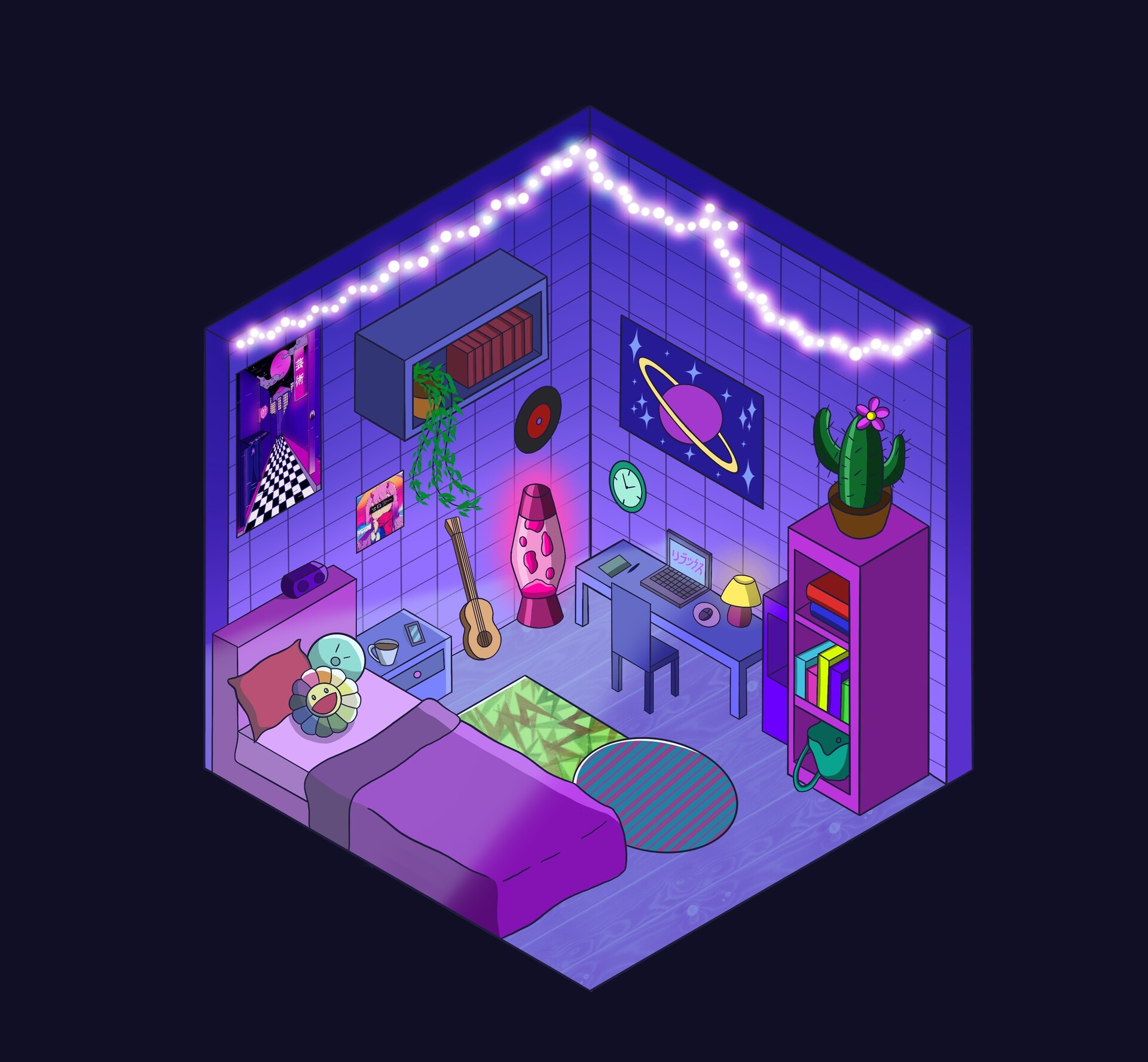 ArtStation - Isometric aesthetic bedroom