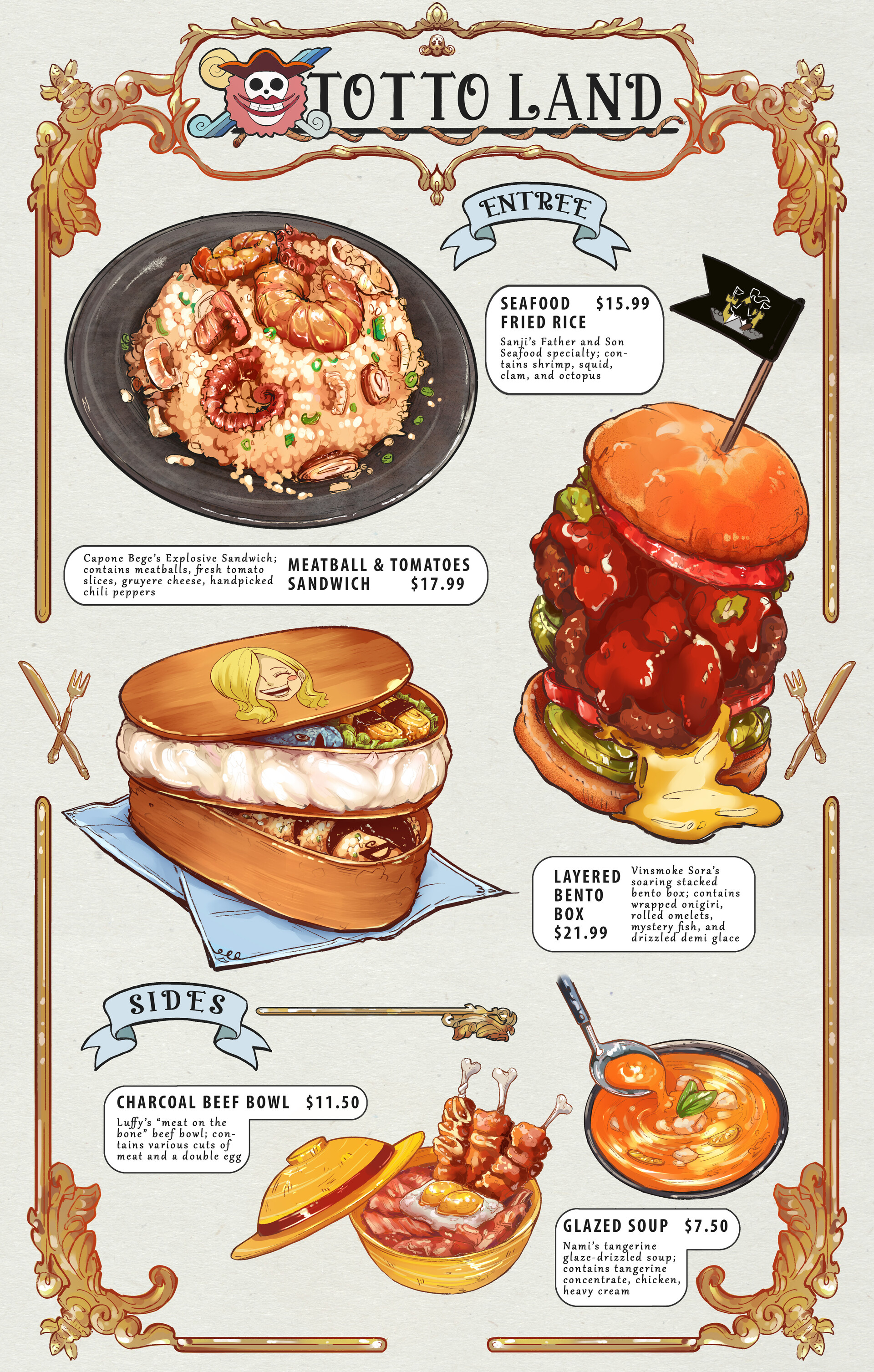 ArtStation One Piece Whole Cake Island Menu(Colored)