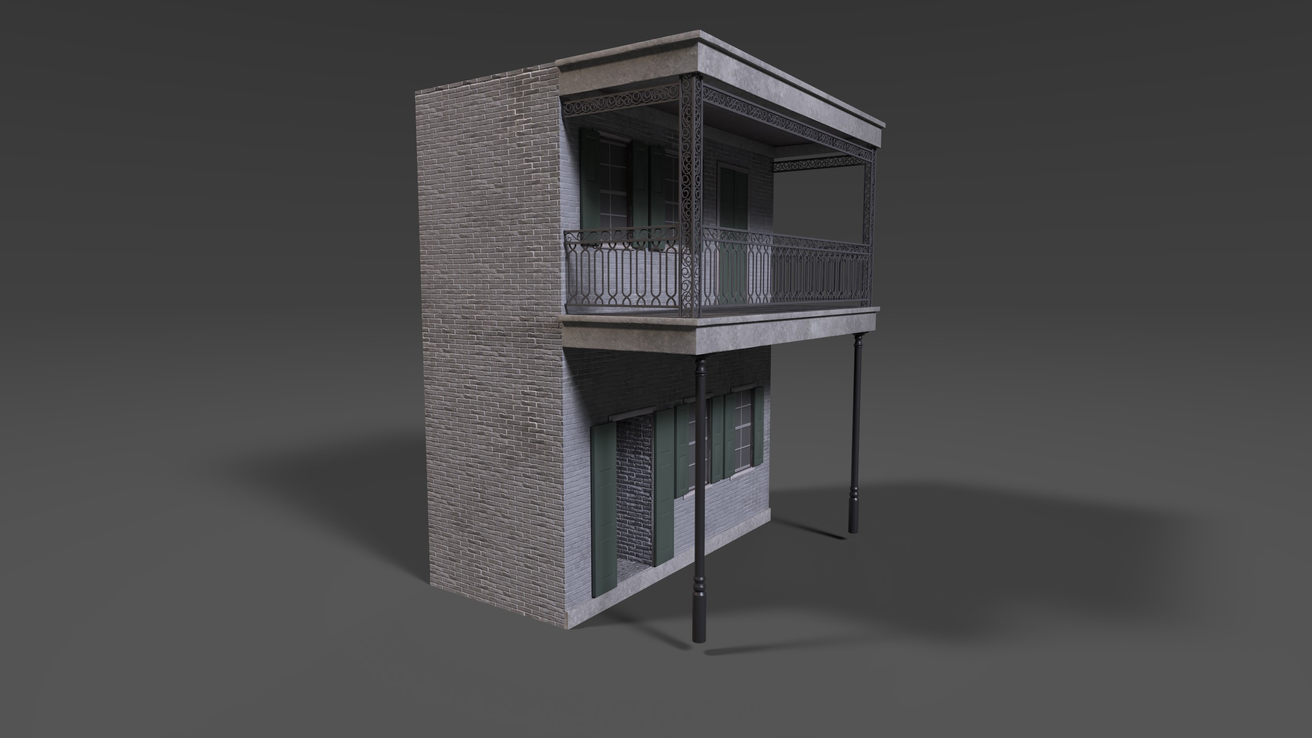 Made modular building pieces for the background buildings (modeling and surfacing)