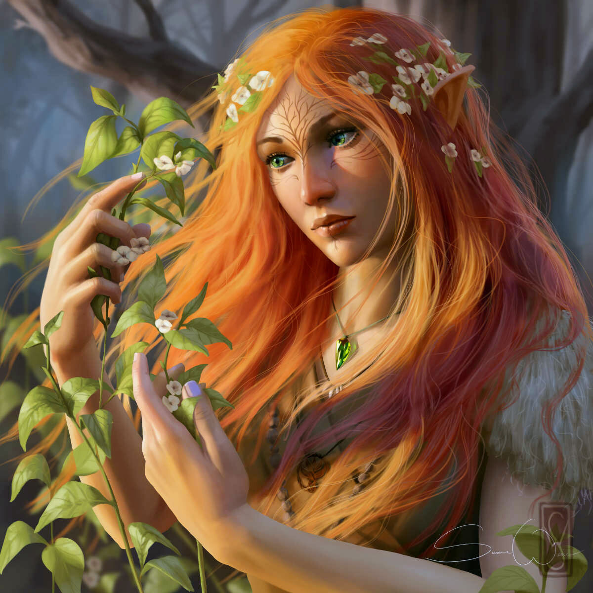 ArtStation - Lianna, wood elf druid