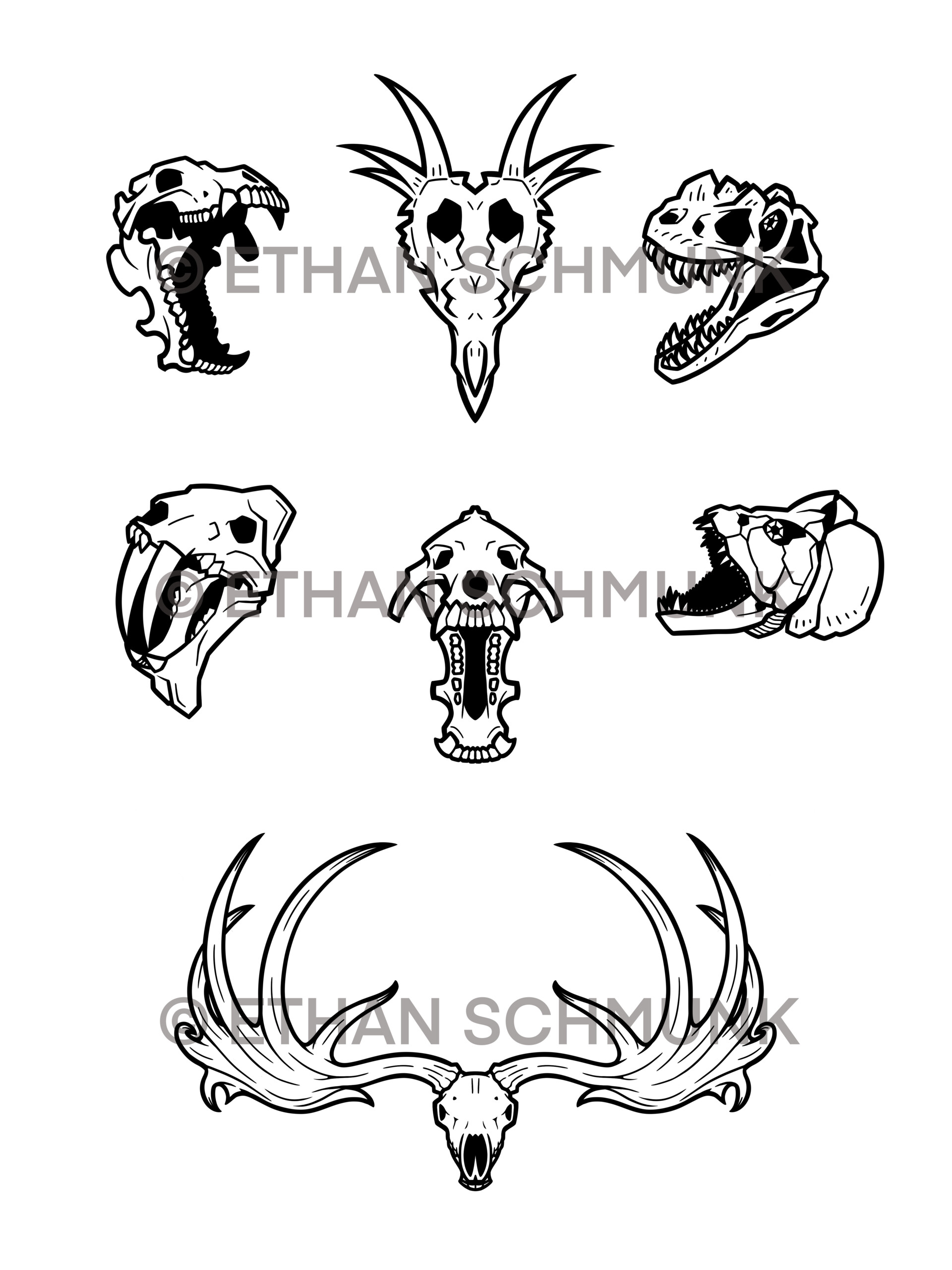 ArtStation - Prehistoric Animal Skull Sticker Designs