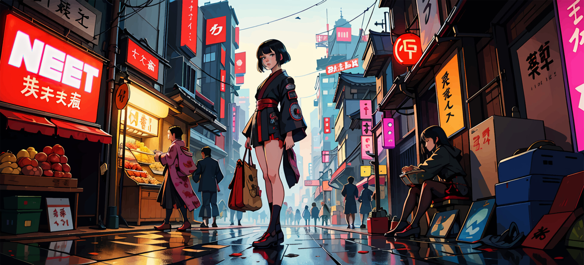 ArtStation - Girl in Heaven City Streets | NEET