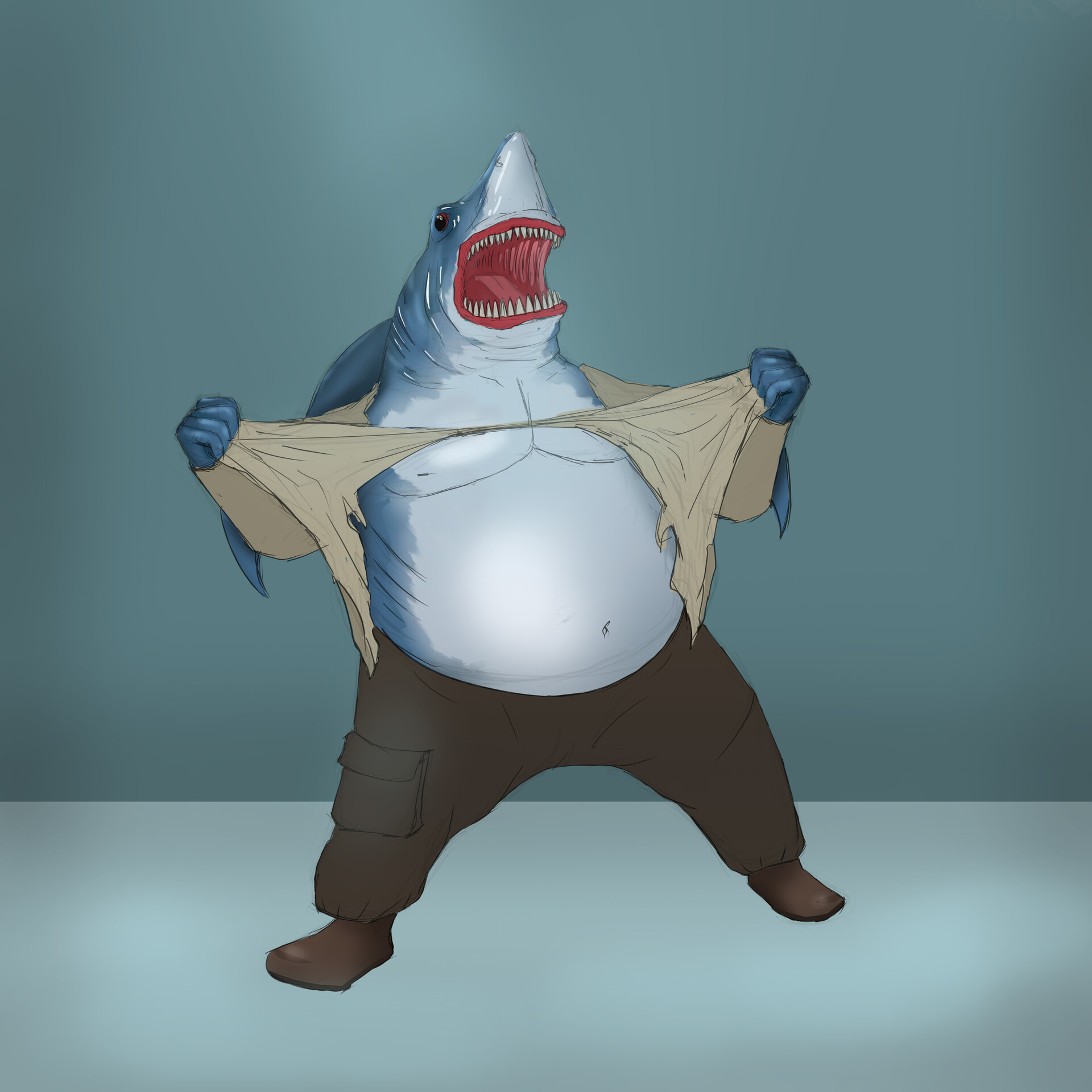 ArtStation - Aqua Shark (humanoid shark)