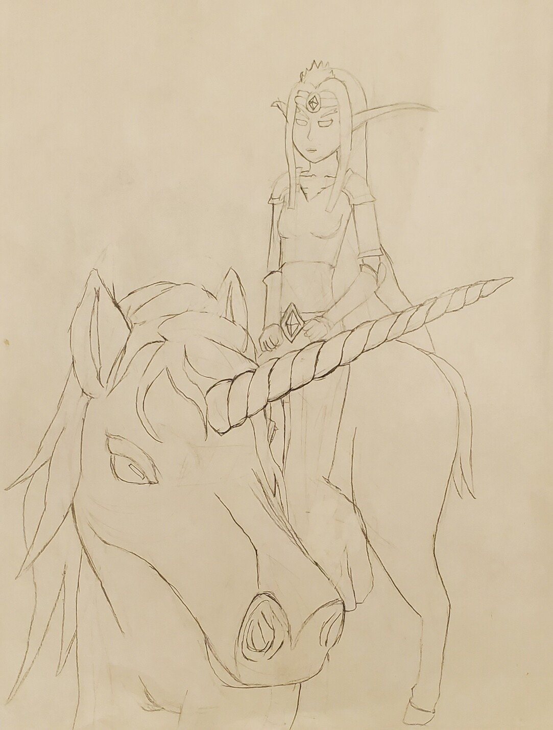 Elven princess riding a unicorn