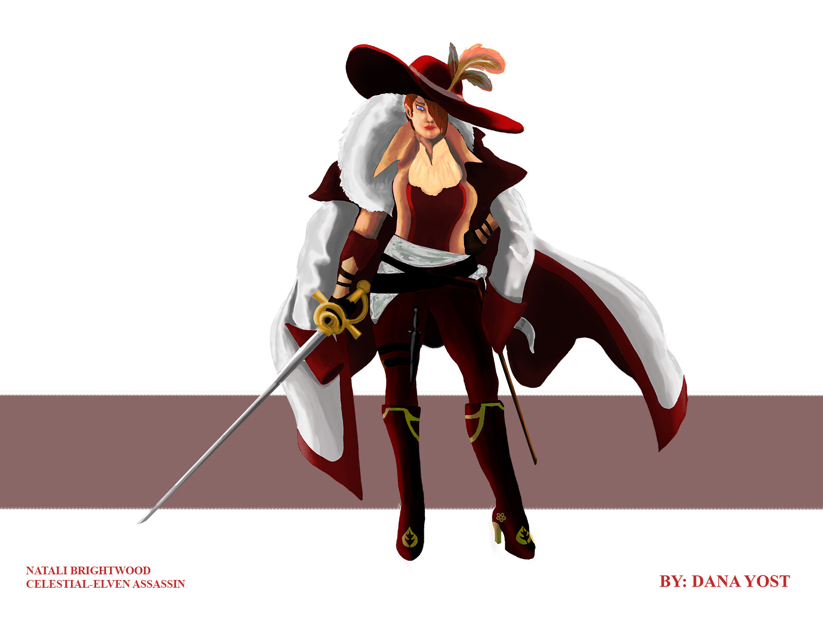 Character concept: Natali Brightwood, half-elf, half-angel/celestial, assassin privateer
