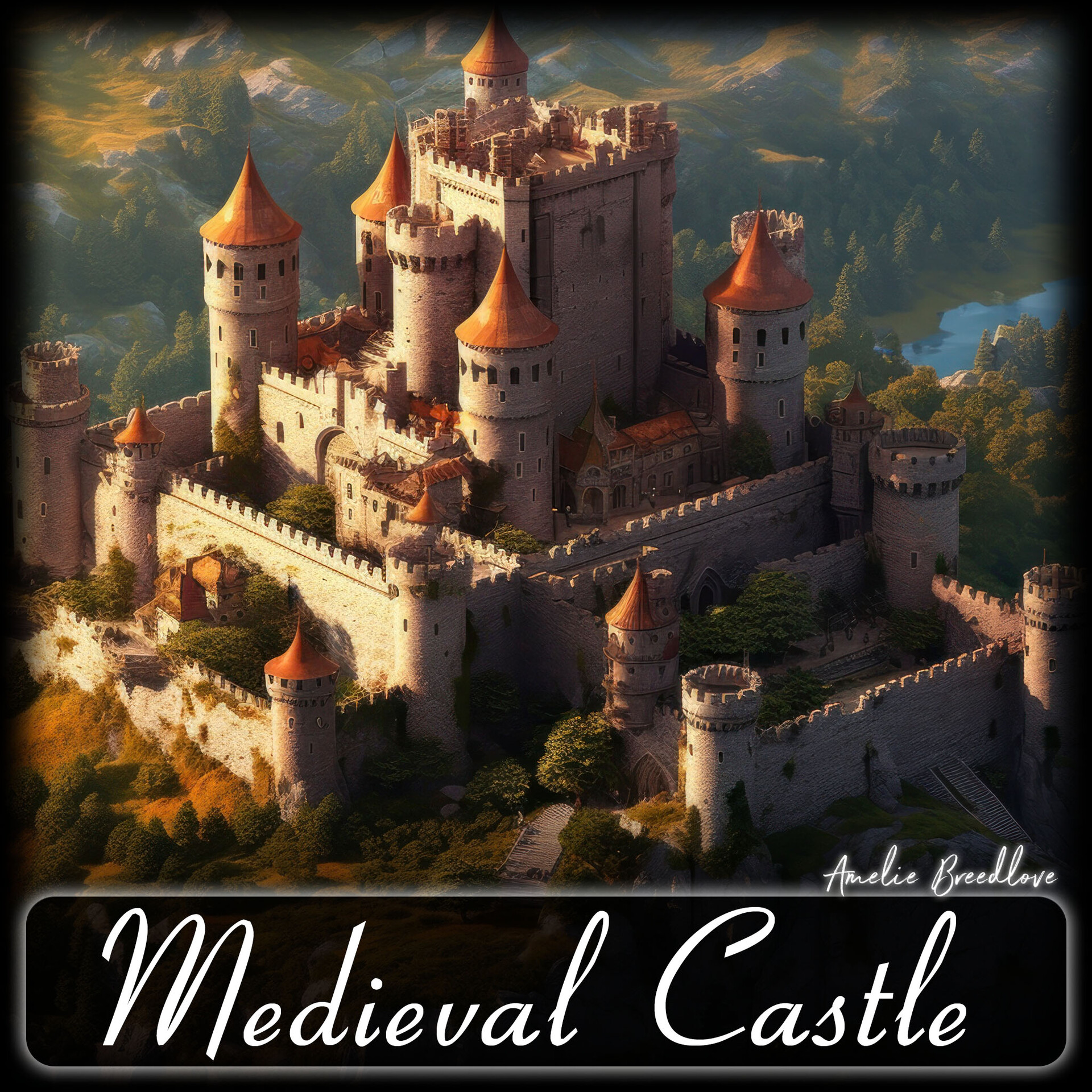 Environment medieval. This is a concept art of a Medieval castle