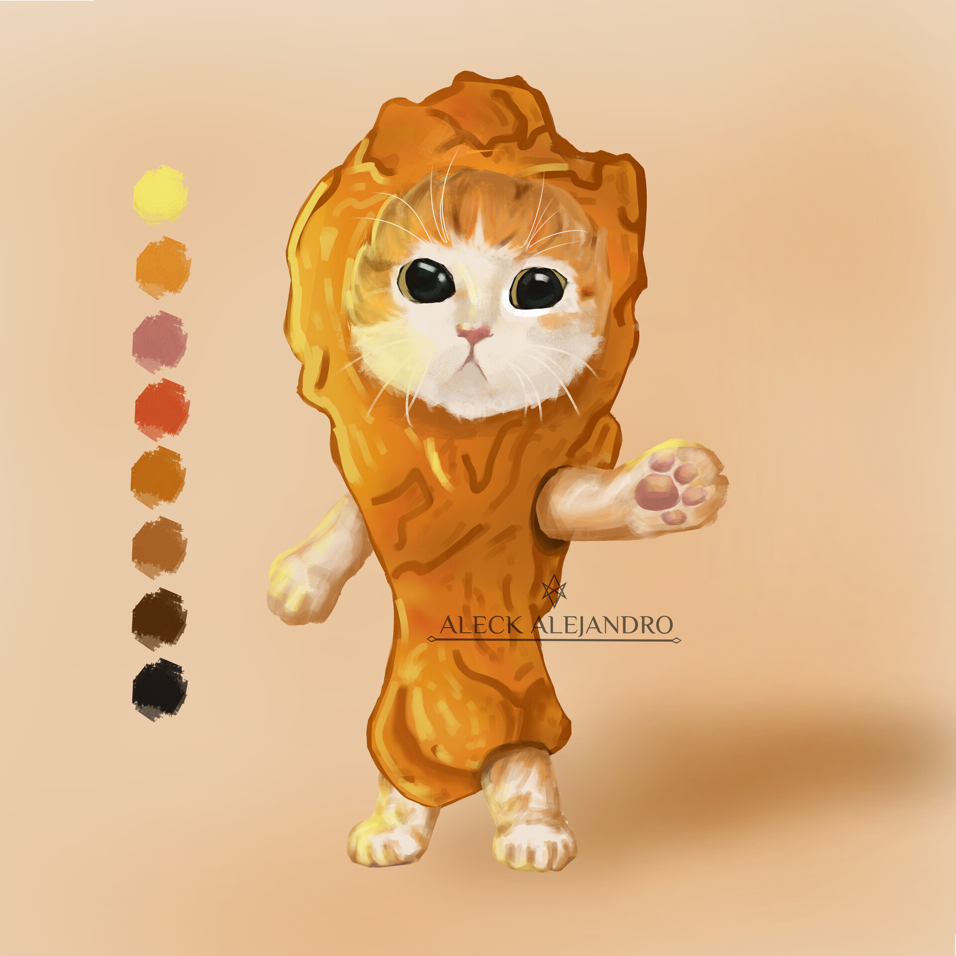 ArtStation Cat in fried chicken costume