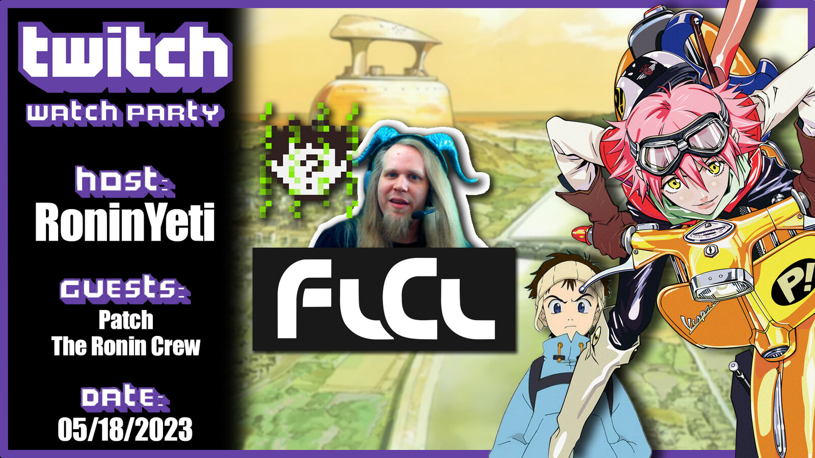 "Fooly Cooly" Twitch Watch Party Advert
