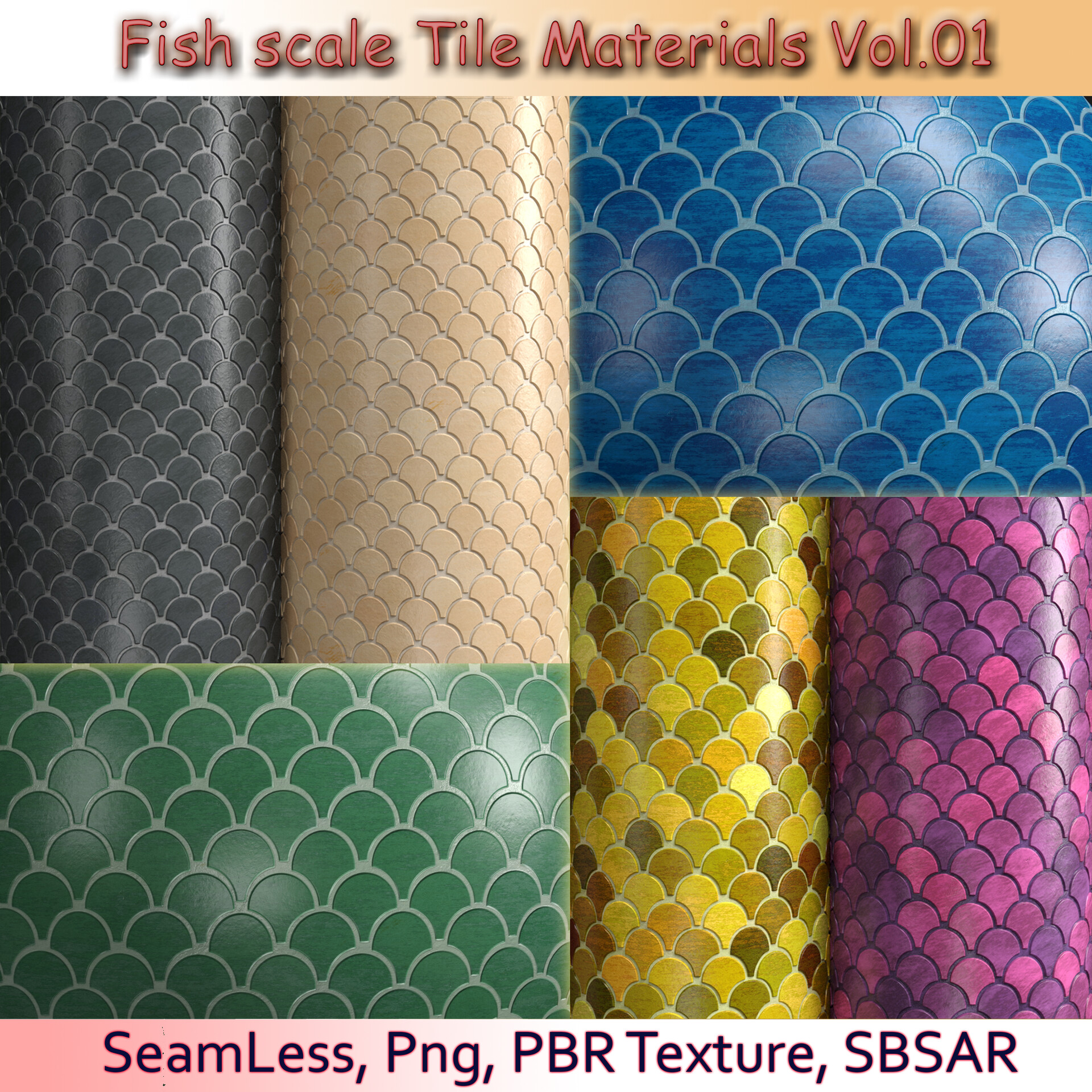 ArtStation Fish scale Tile Collection Materials VOl.1