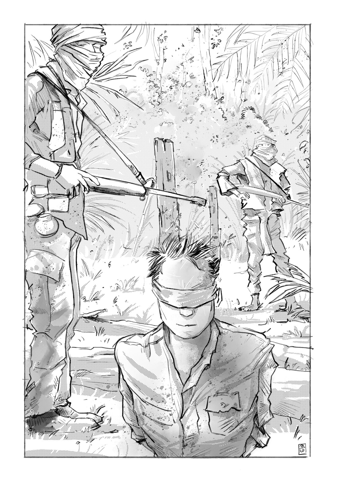 Illustration pour la nouvelle "Adrénaline en Cochinchine de Francis Carpentier dans l'anthologie IMAJNERE 2021 Orient Extrême