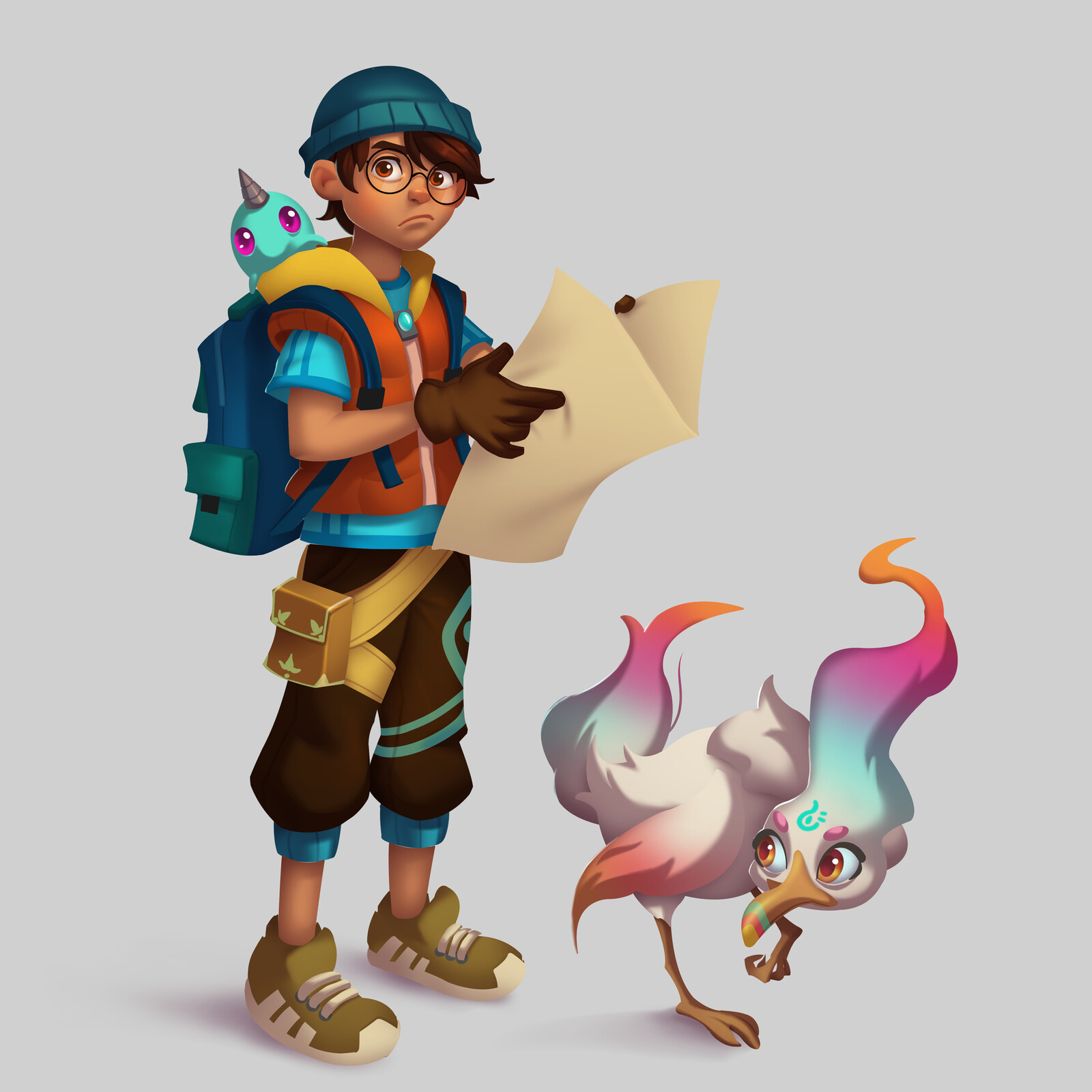 the main character
and their protective spirits
a reference to the pokemon anime
