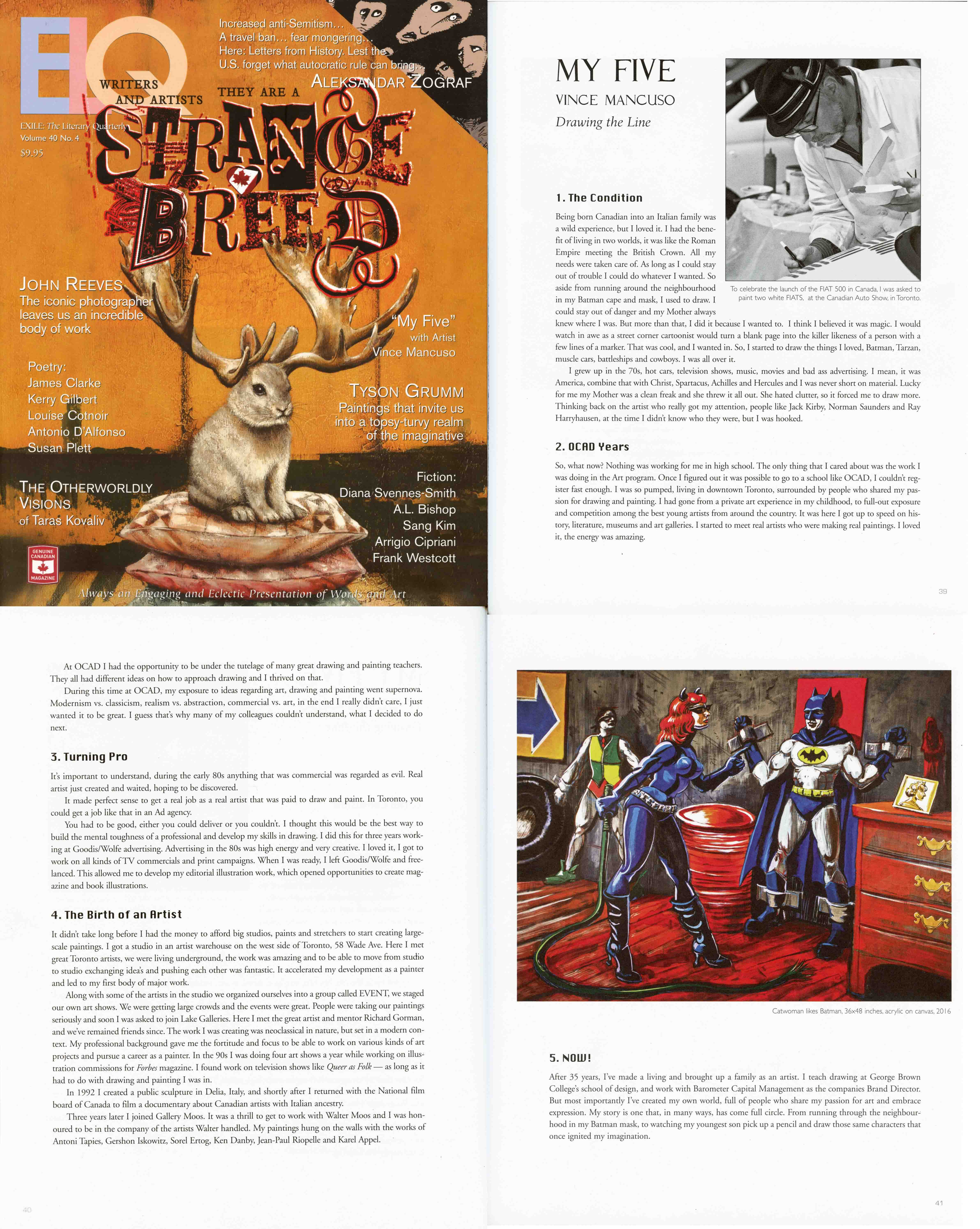 2017, feature article in EXILE Quarterly.