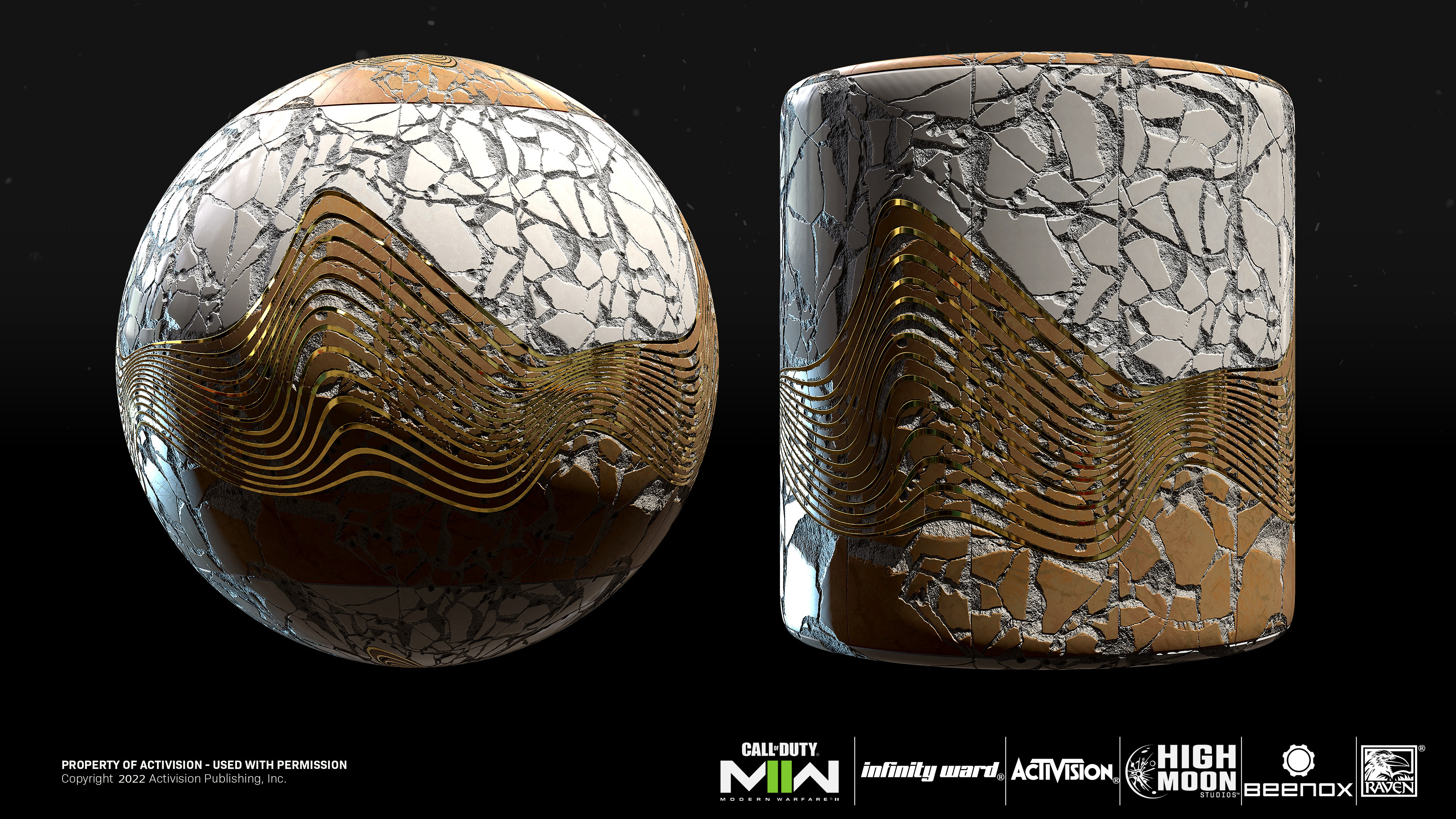 Damaged Material that only revealed when the player shoots at it.