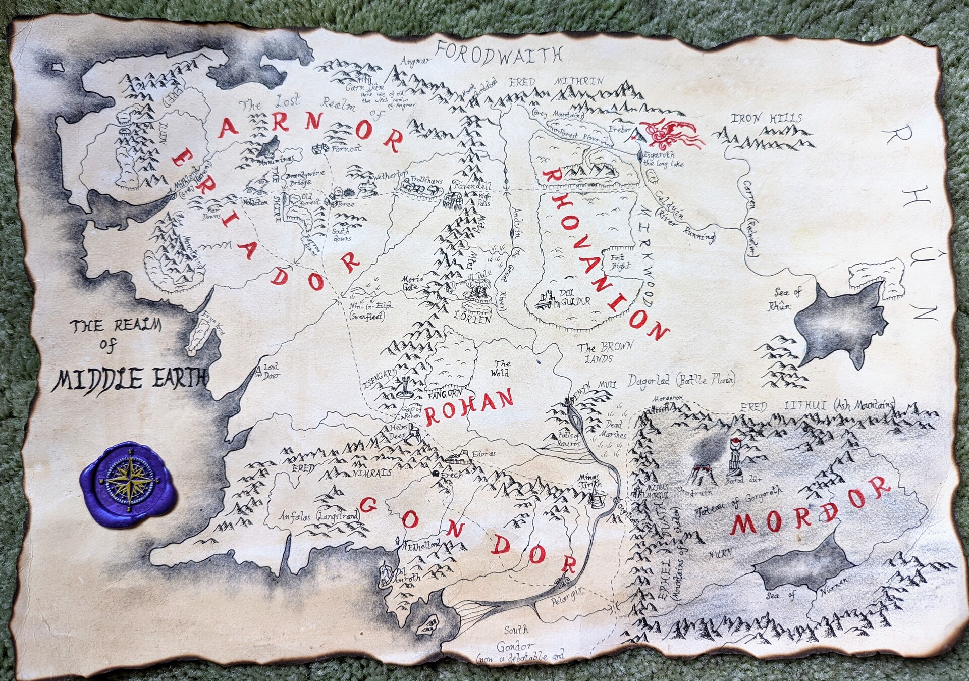 Map of Middle Earth, Fangorn, Gondor, Isengard, Mines of Mo…