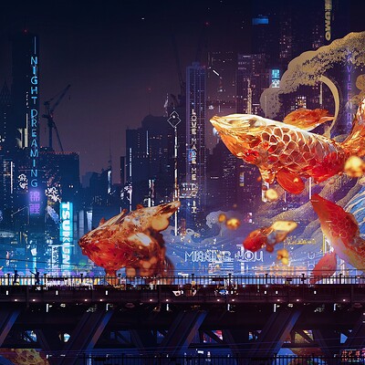 Donglu yu donglu yu koi in starry night small