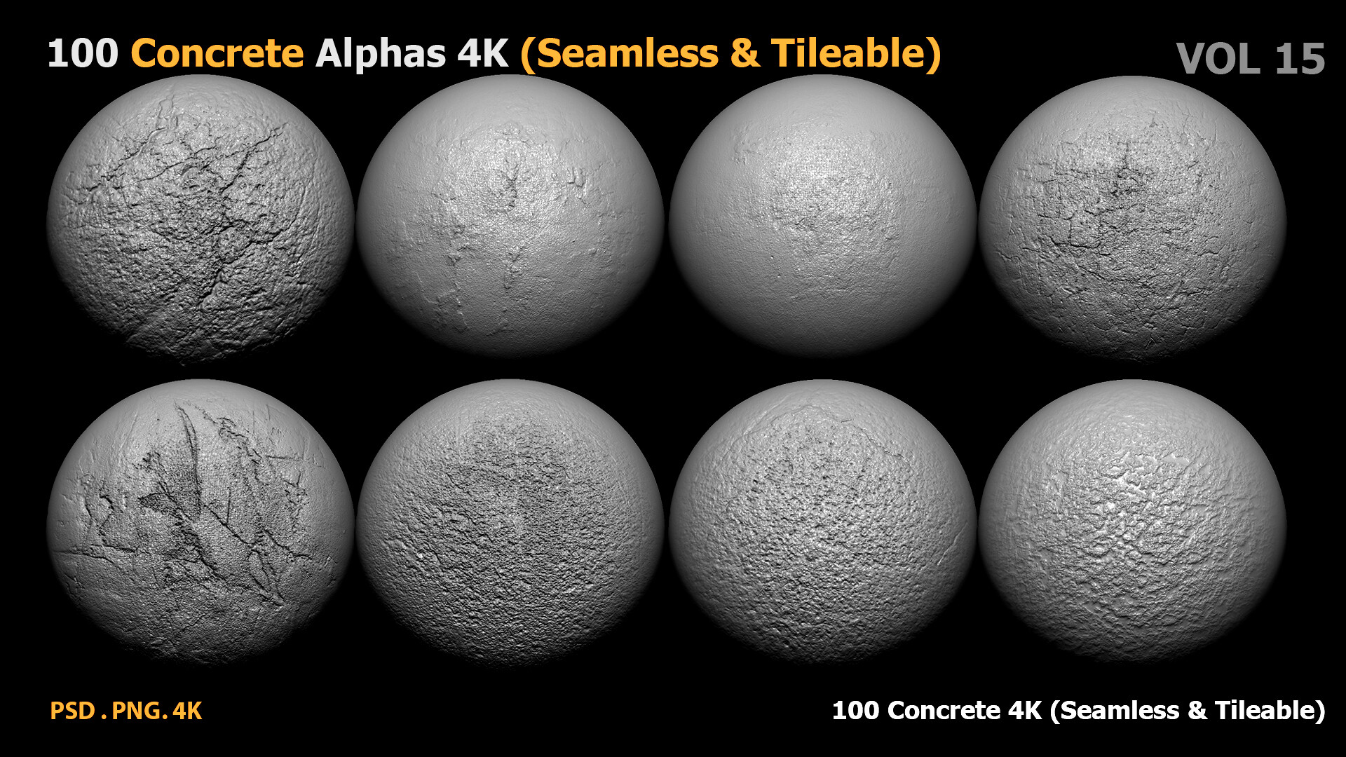 ArtStation - 100 Concrete Alphas 4K (Seamless & Tileable) VOL 15