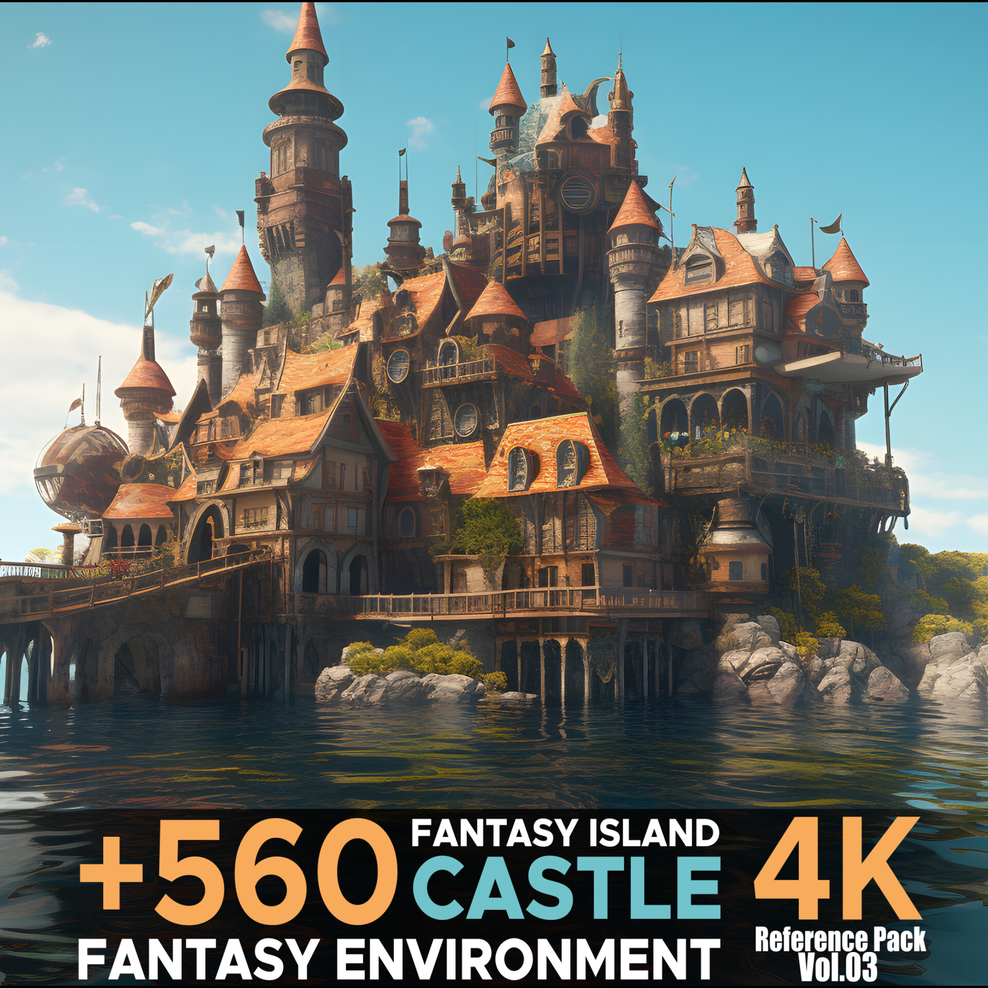 ArtStation +560 Fantasy Island Castle (Fantasy Environment) Vol.03
