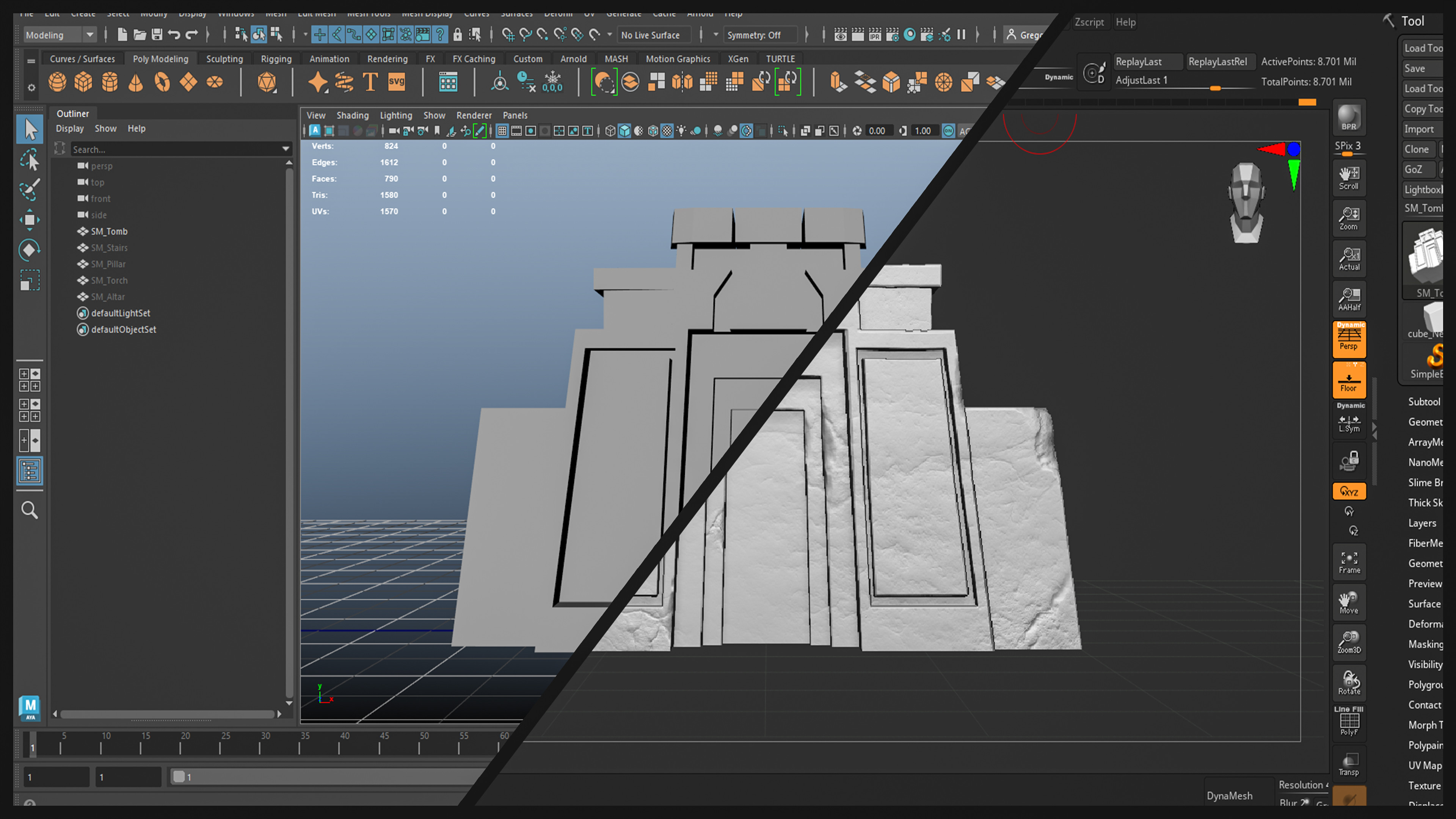 Autodesk Maya for Basic Modelling / Zbrush for Detailed Modelling