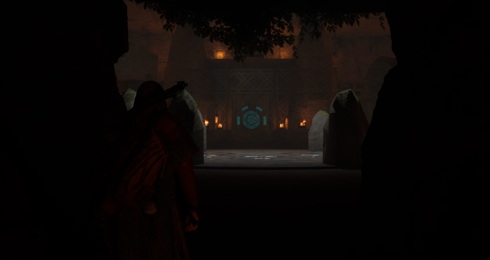The door is the main element of the whole gameplay area, so I decided to highlight it by color, shape, some unique pieces and frame it at the beginning of the zone.