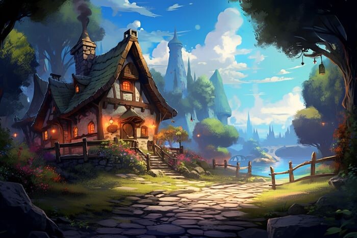 ArtStation - Cool Aesthetic Small Town Amedieval Fantasy Village