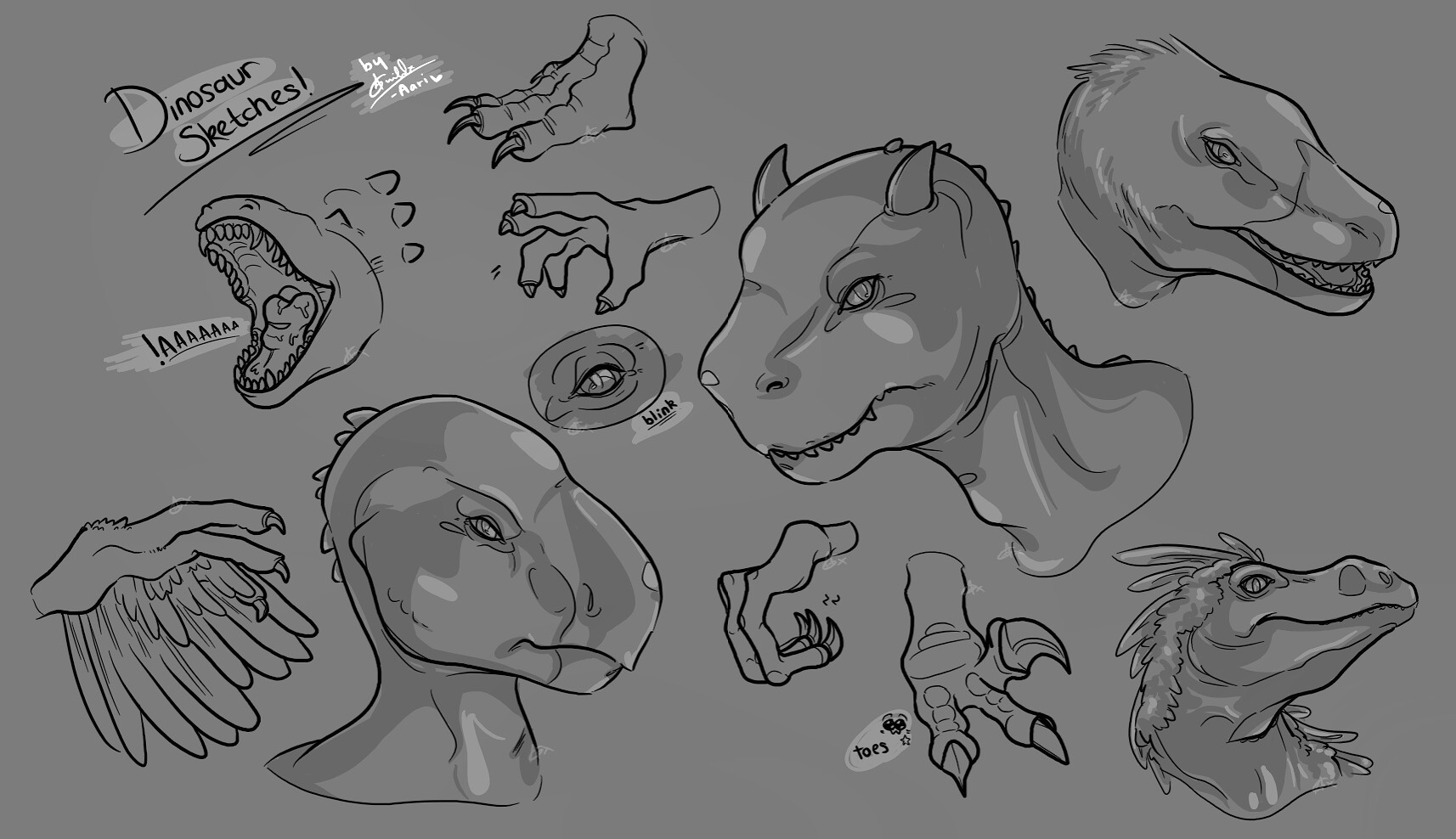ArtStation - Dinosaur sketches