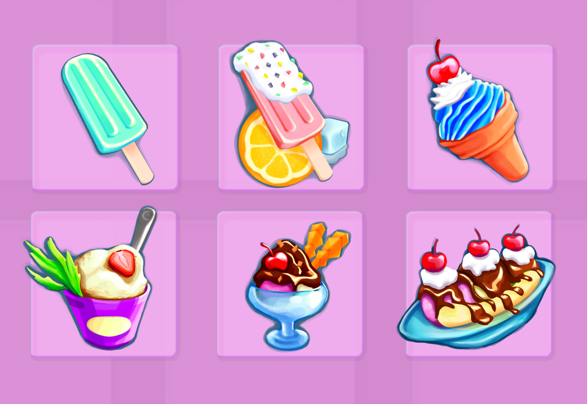 Artstation 2d game assets ice cream
