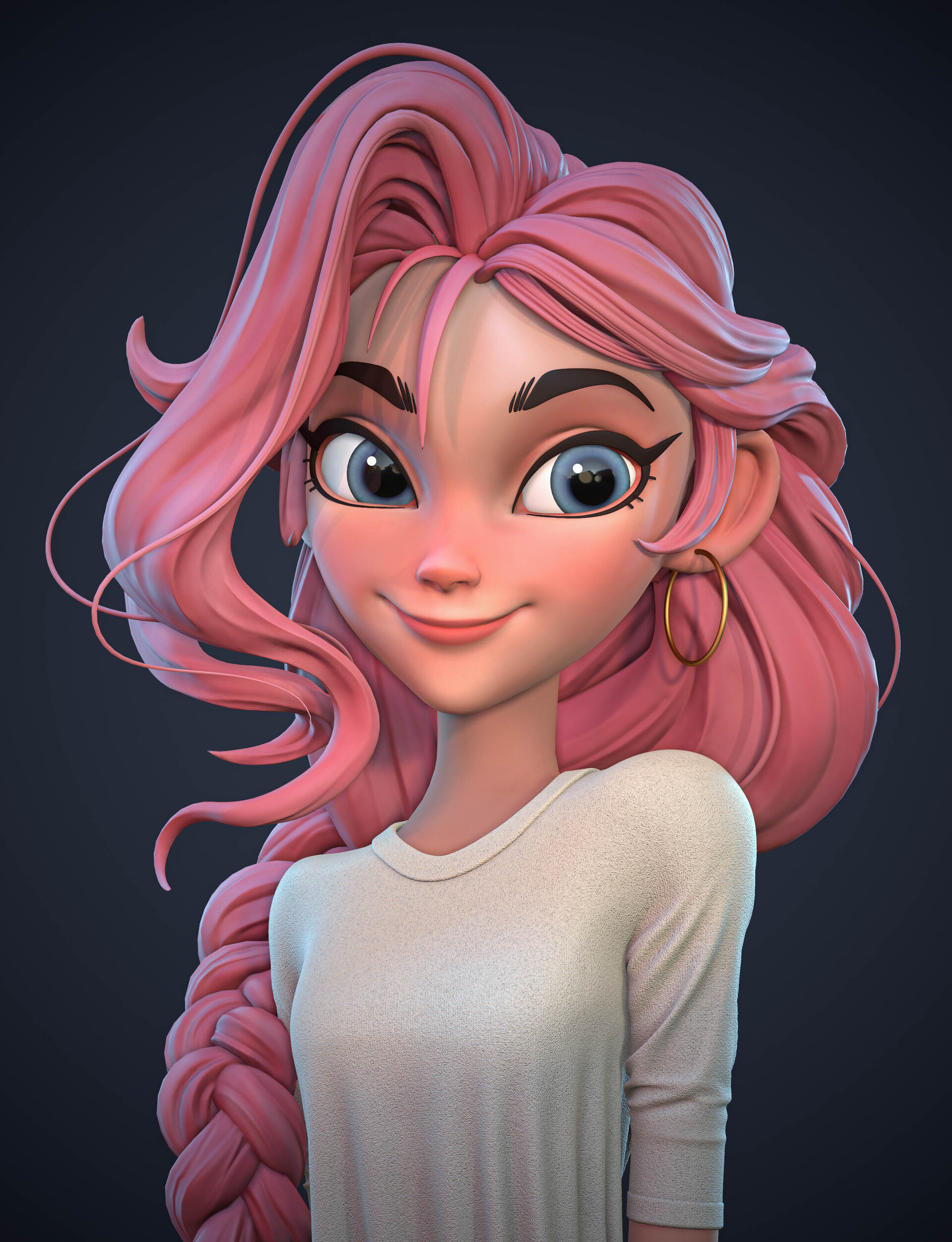 ArtStation - Little girl with pink hair