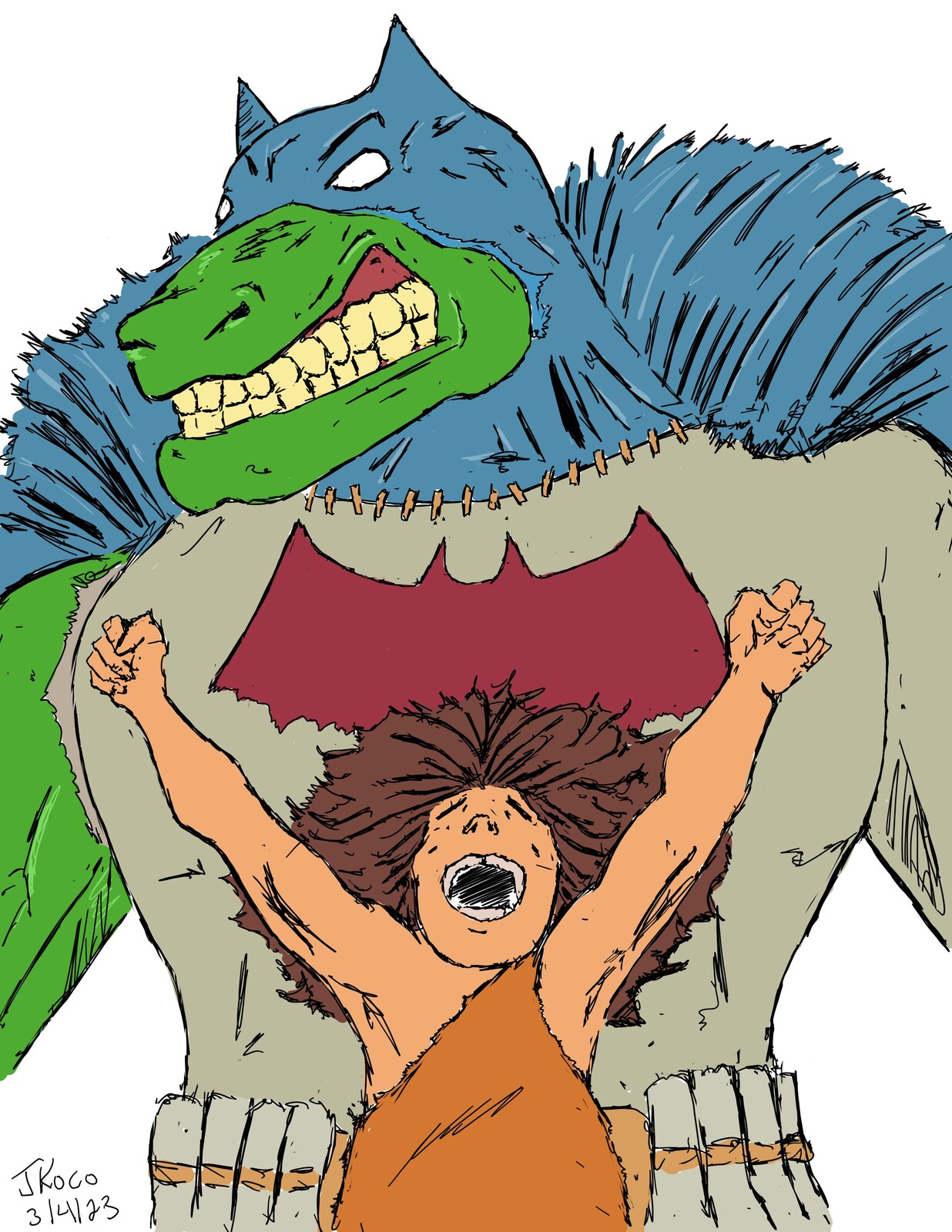 Batsaur and friend from the Jurassic League