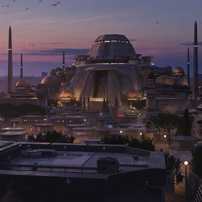 Sci-Fi City At Dusk