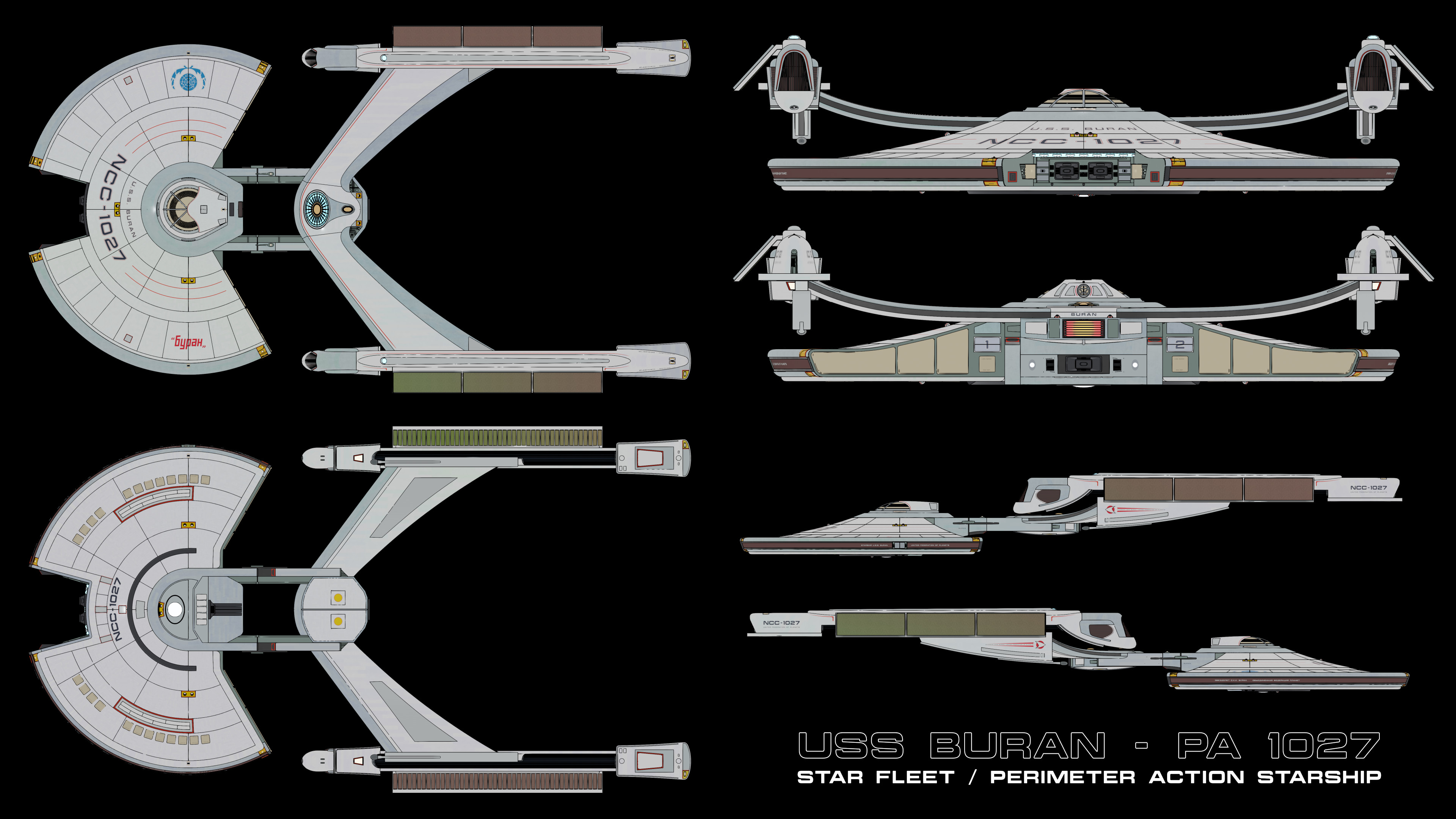 Orthographic Views of USS Buran - PA 1027