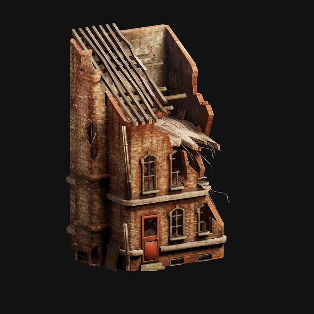 Artstation old demolished building in realistic style 