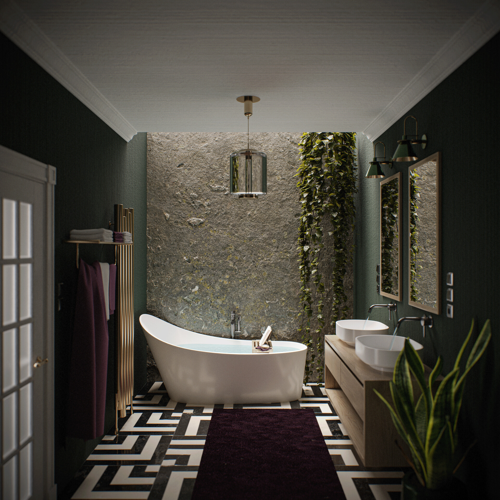 ArtStation - Moody bathroom