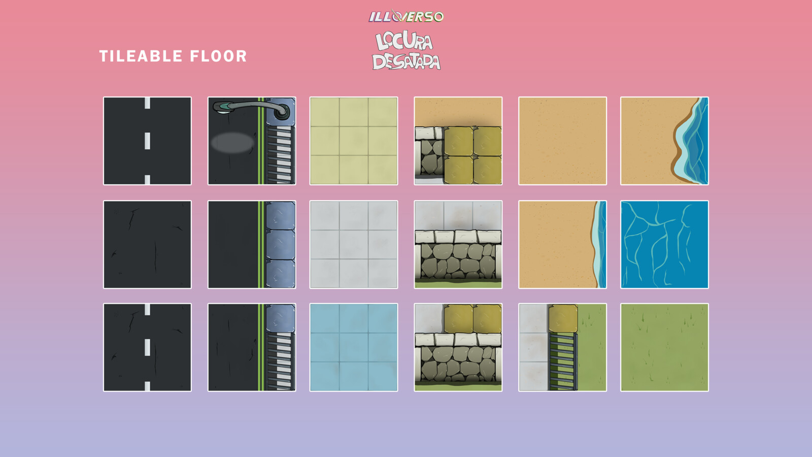 Some of the tiles to create the level