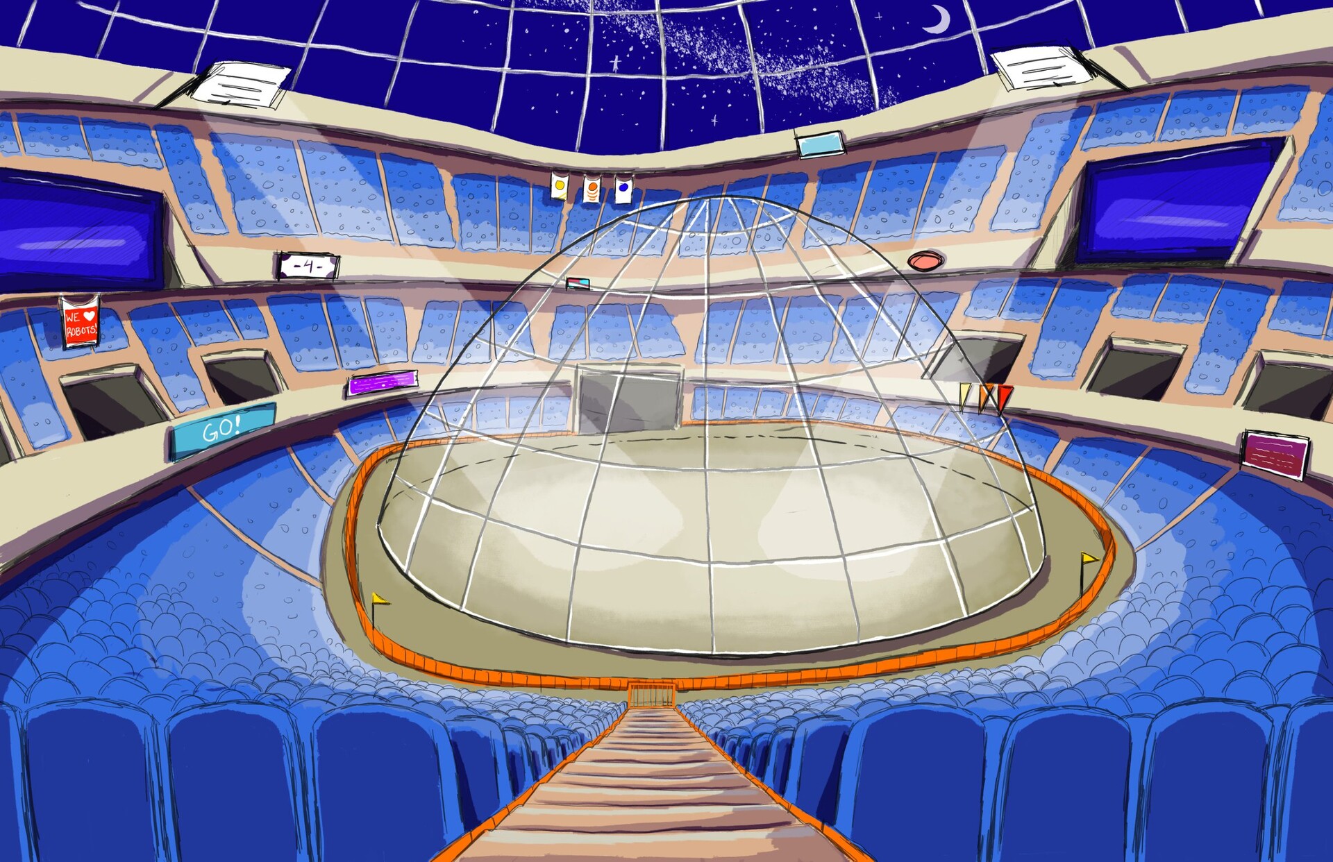 Robot shop fighting arena