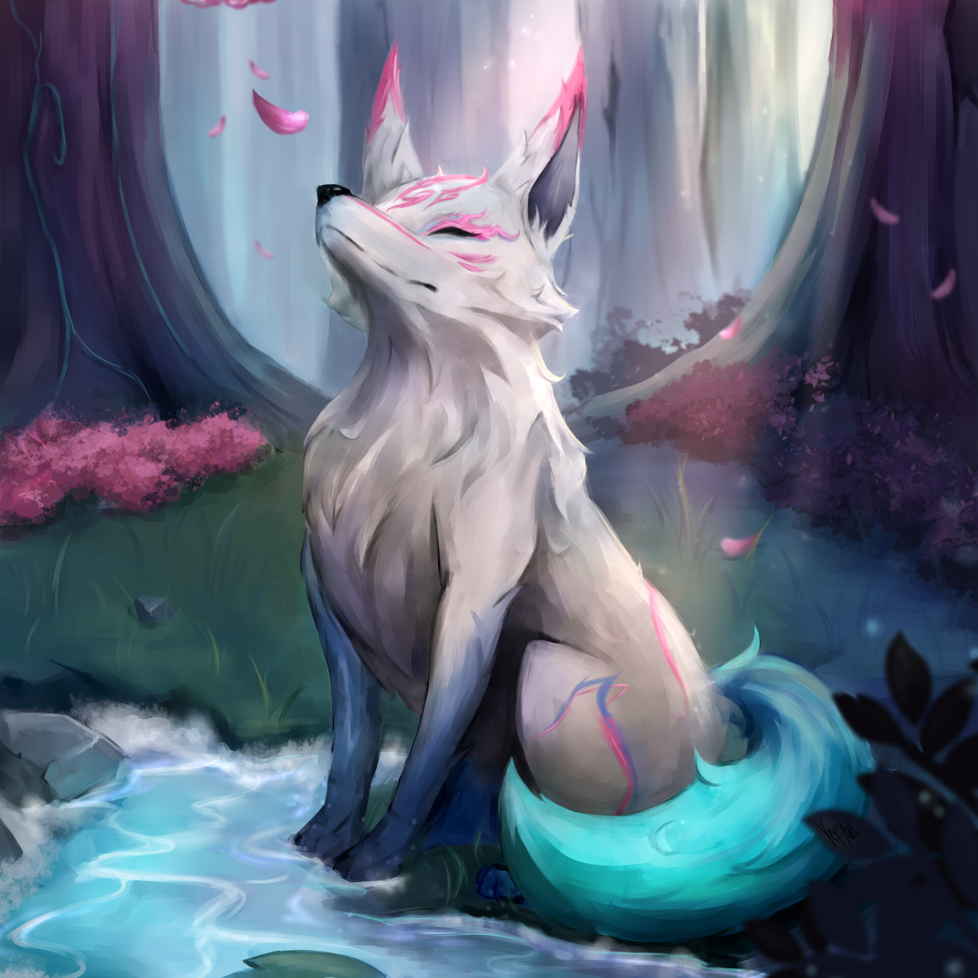 ArtStation - Fox (inspired by Spirit Blossom Ahri Fox)