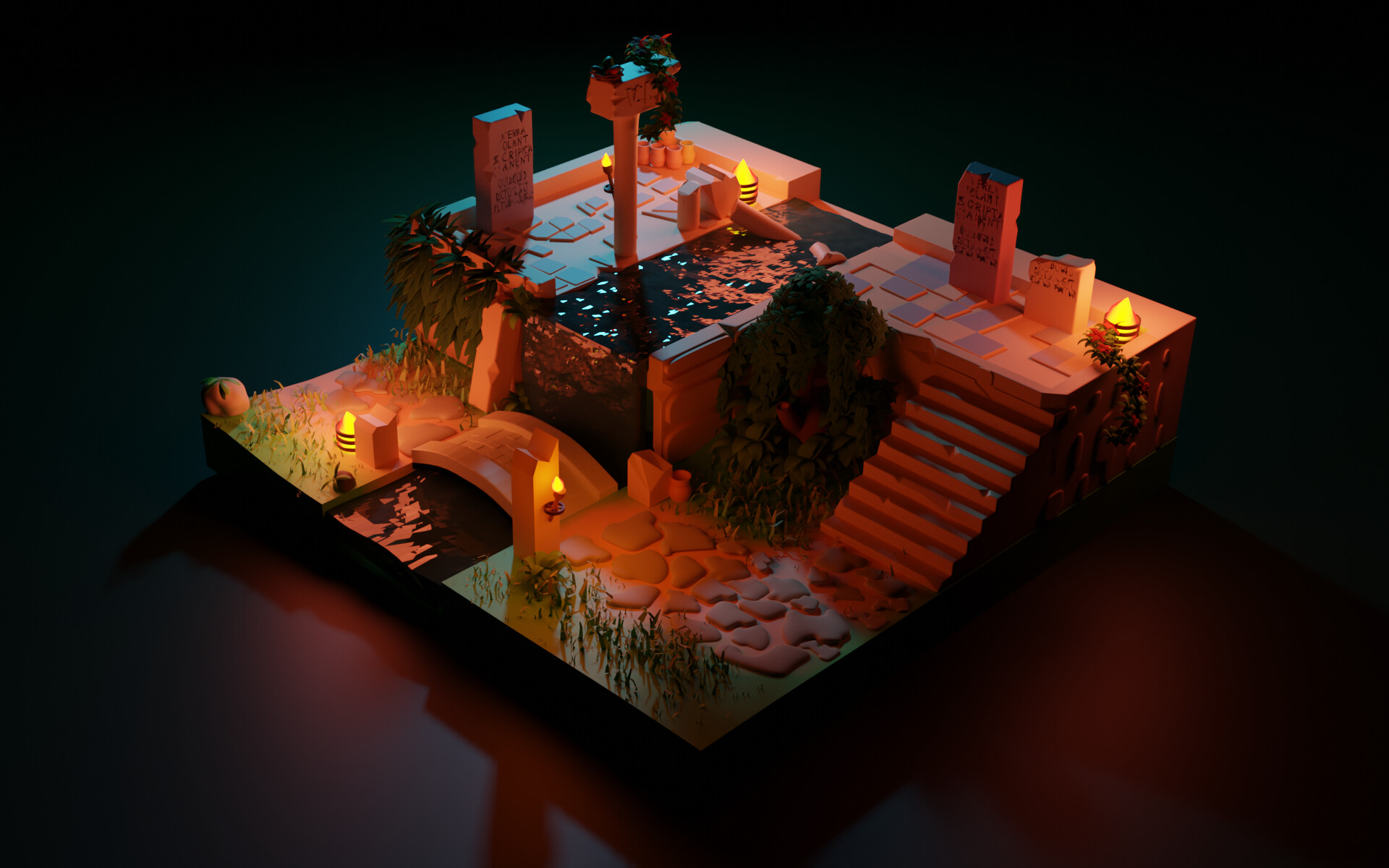 ArtStation - Roman Ruins (Day|Night) - LowPoly Scene