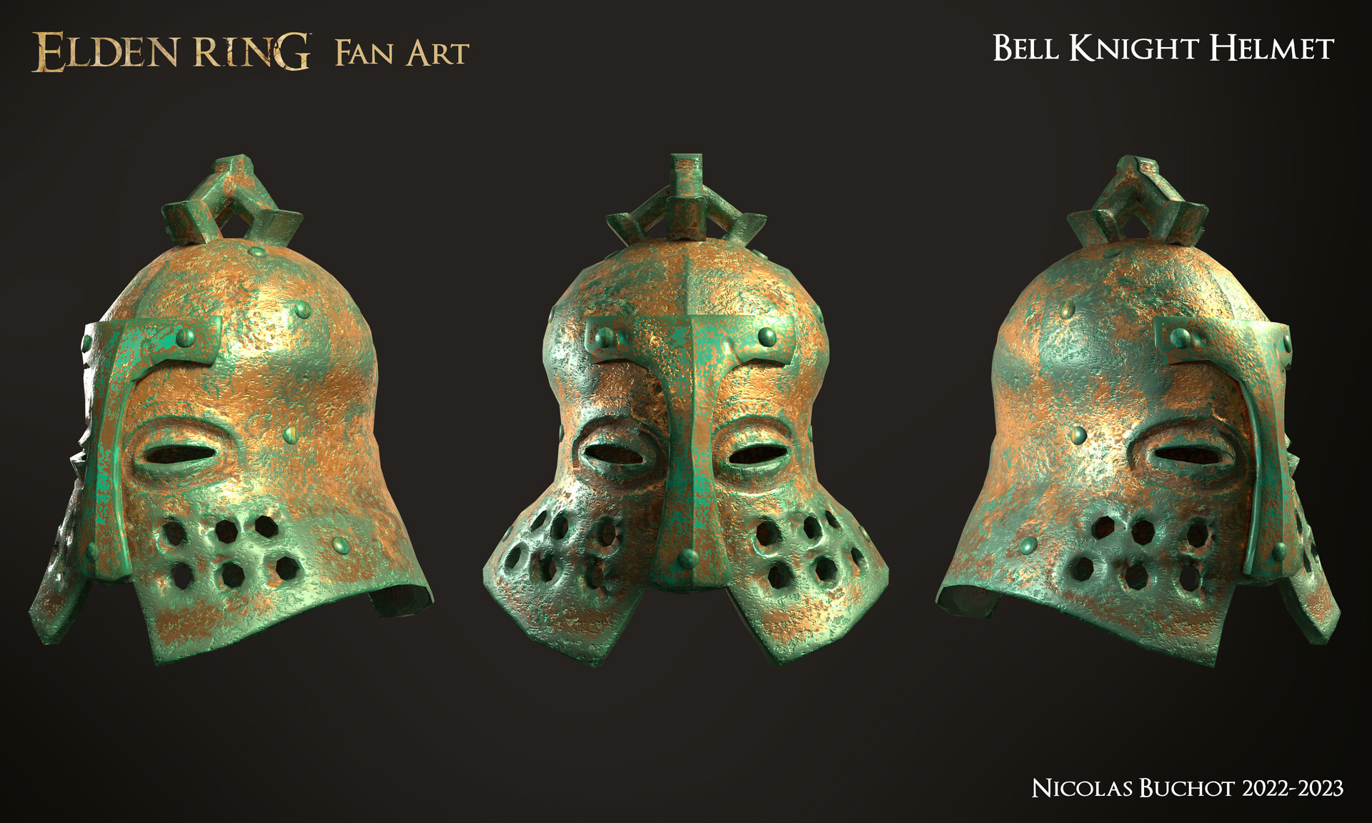 Nicolas Buchot Elden Ring Fan Art Bell Knight Helmet