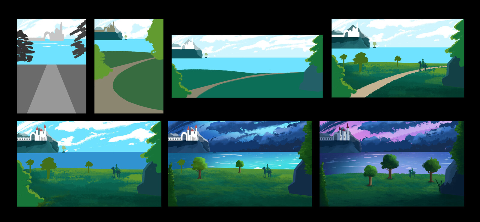 main progress stages from top left to bottom right