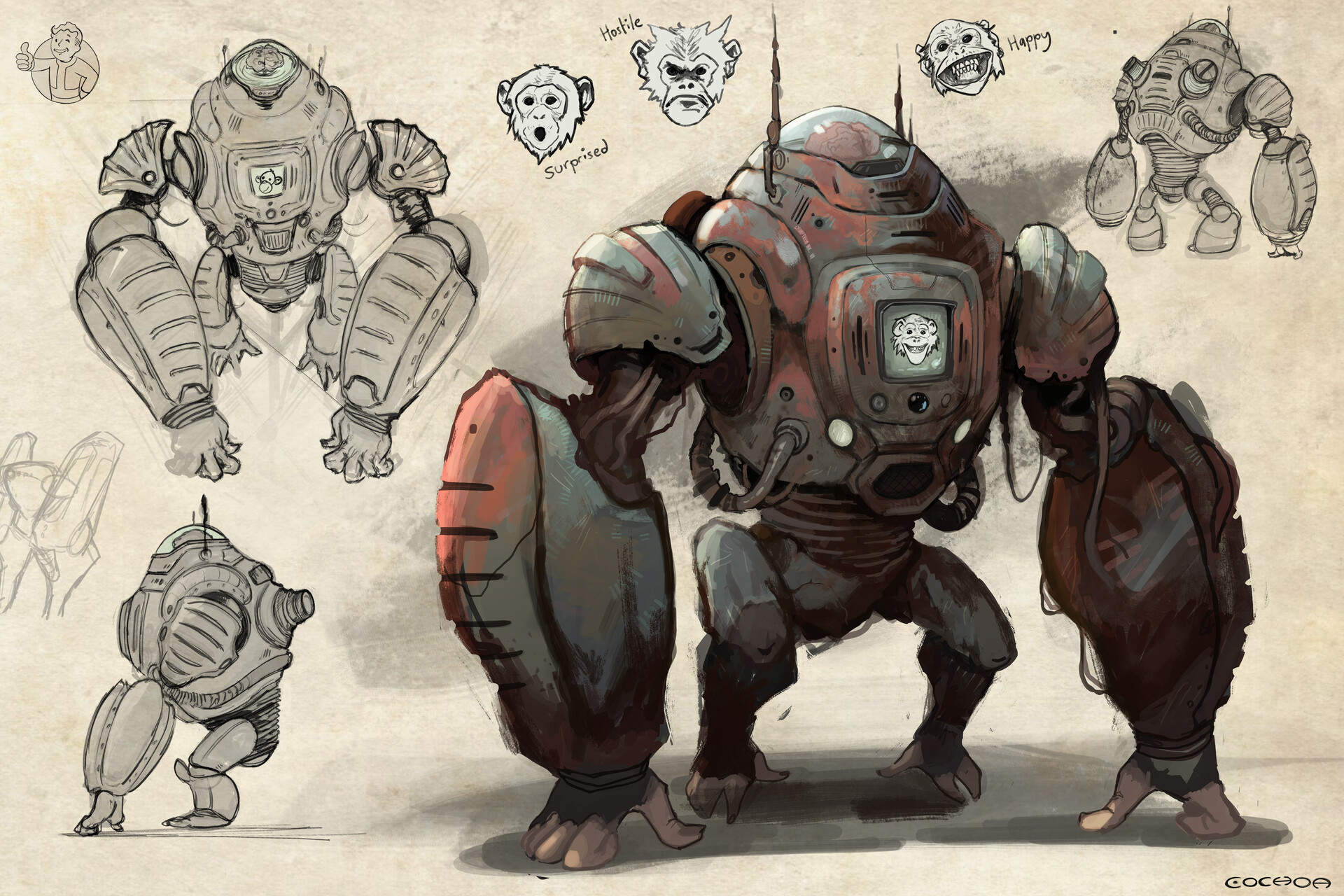ArtStation - Fallout Robots Chimp-Bot MK. III