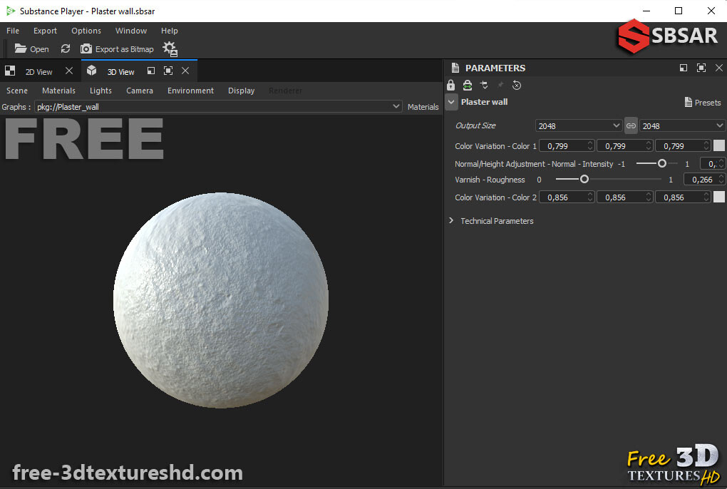 ArtStation - Plaster Wall Texture PBR Substance Sbsar Free.