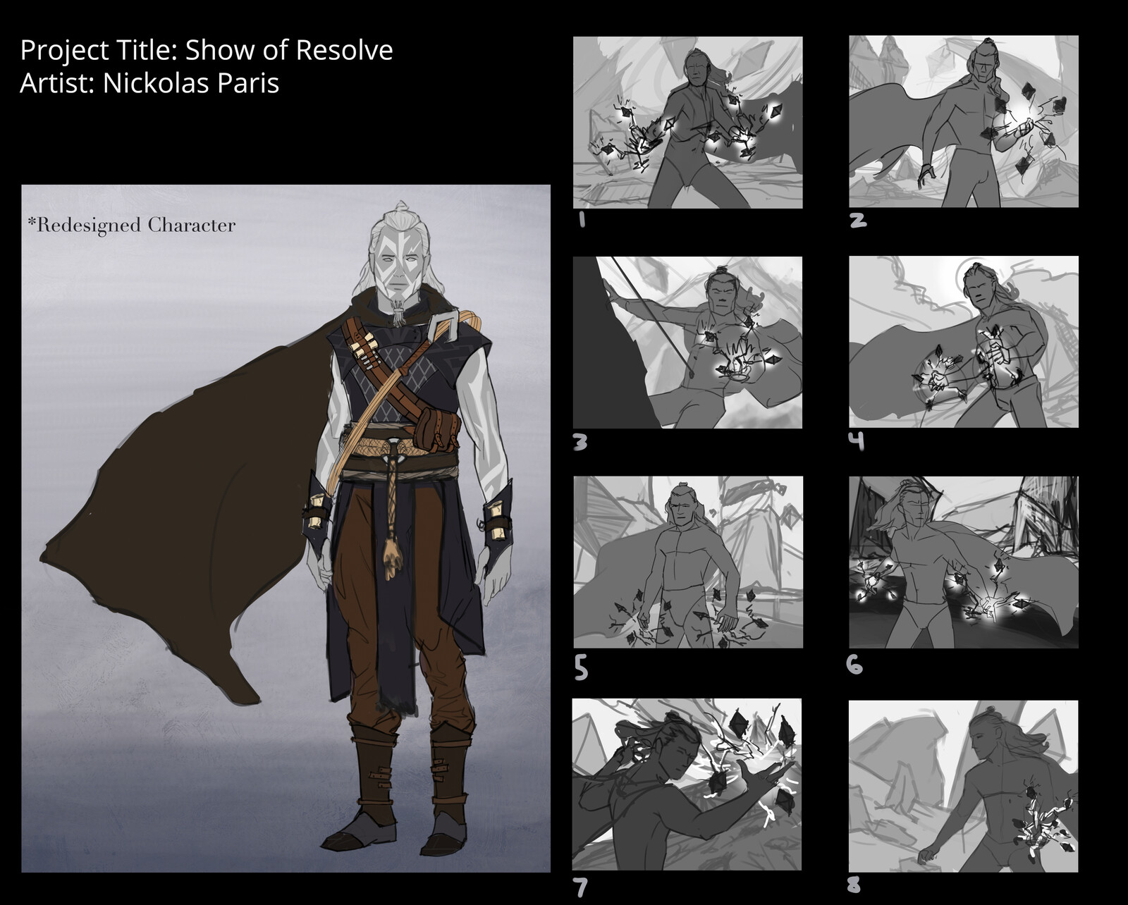 costume redesign as well as composition thumbnails.
