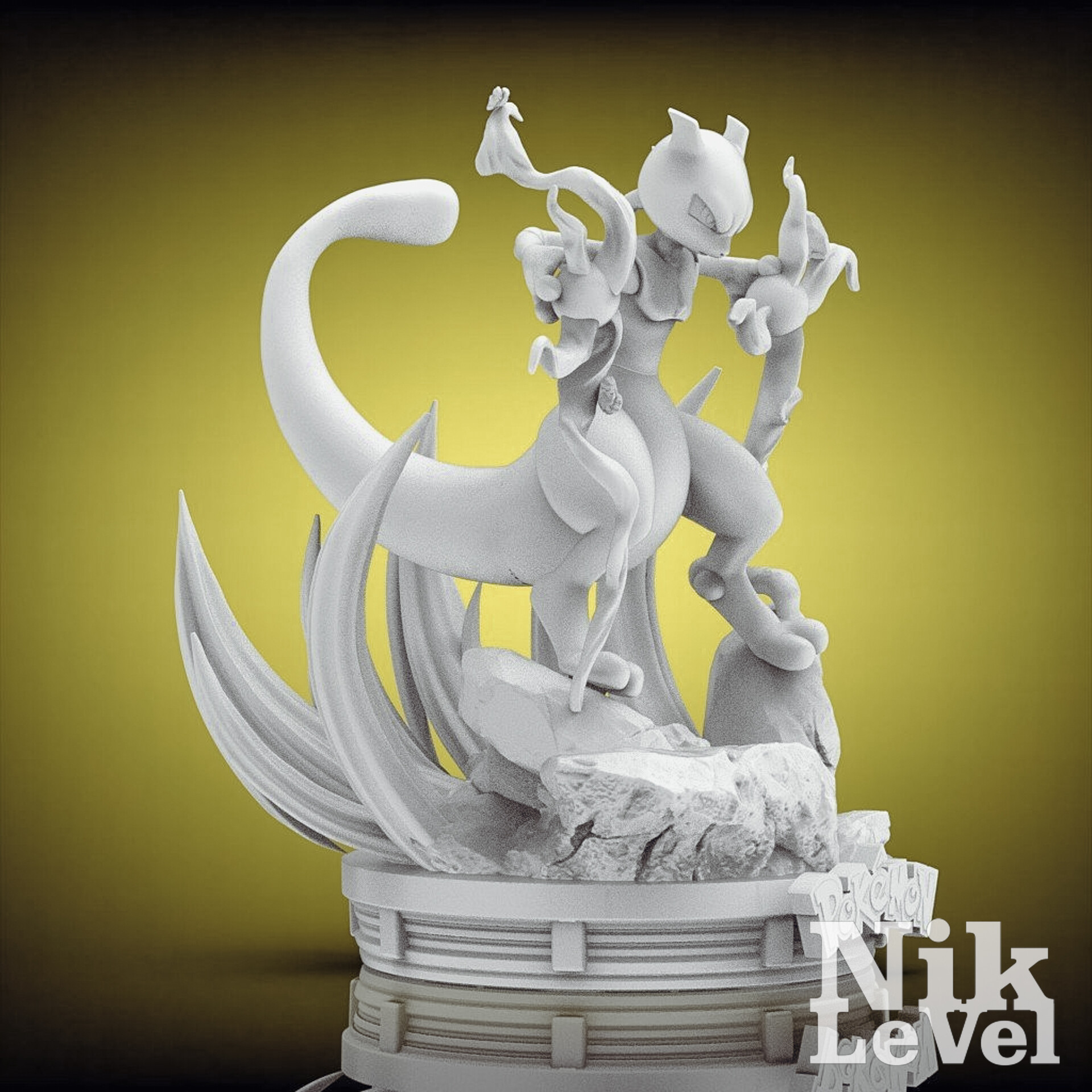 MEWTWO WITH SHADOWBALL-3D printable pokemon with cuts and whole 3D model 3D  printable