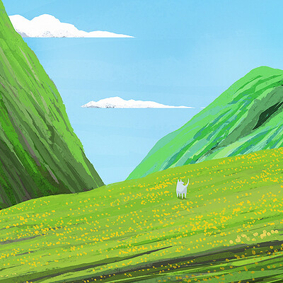 Dog on a hill.