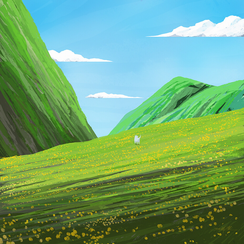 Dog on a hill.