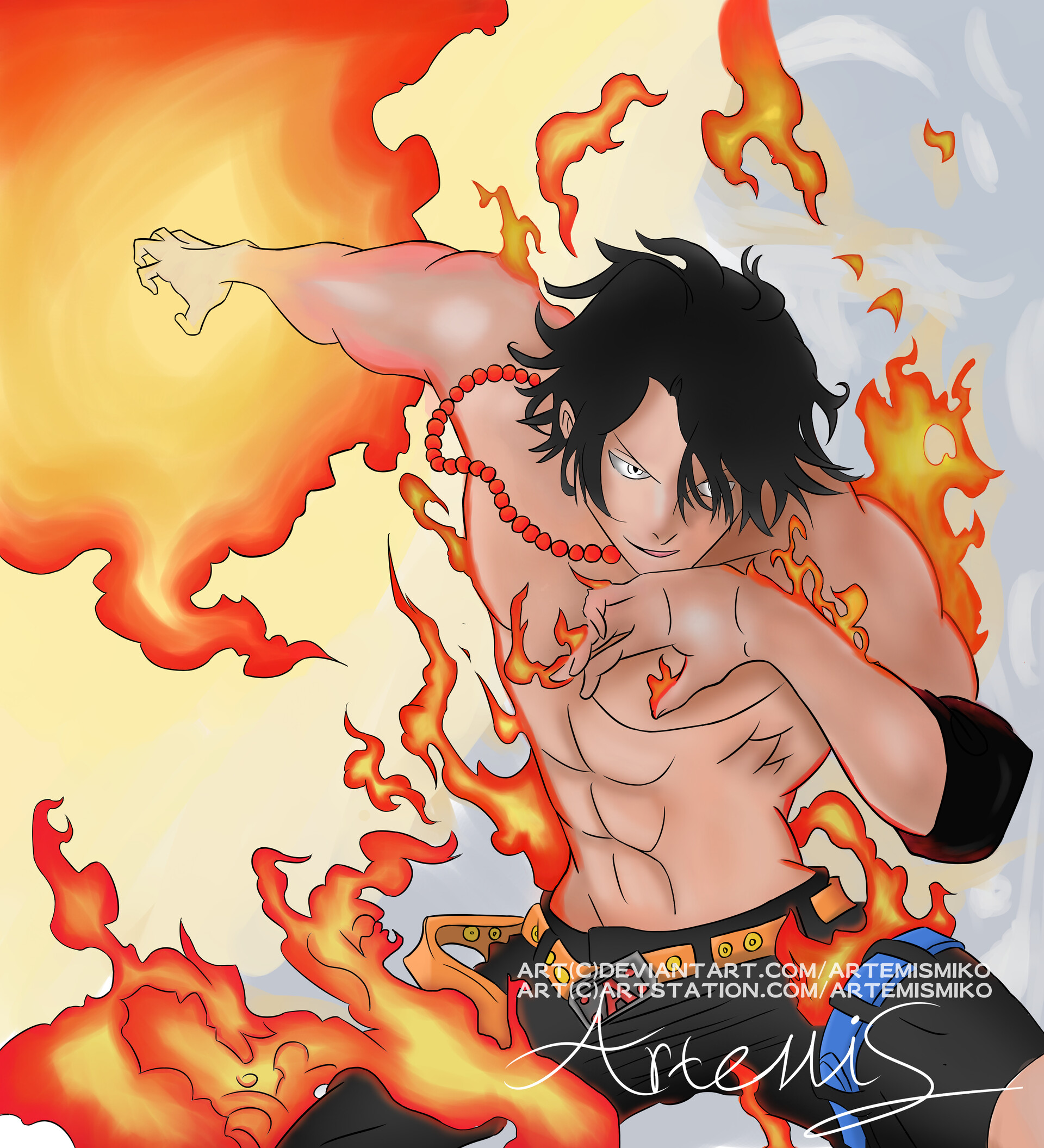 ArtStation - Ace (from One Piece)- fan art