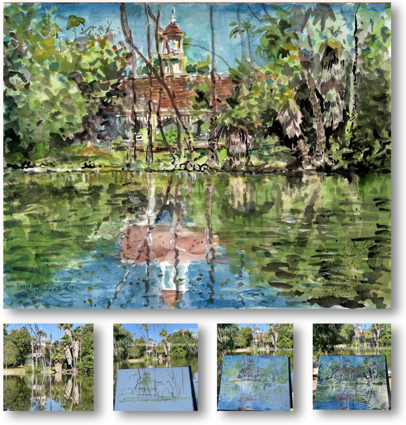 ArtStation - Queen Anne Cottage seen across lake Baldwin