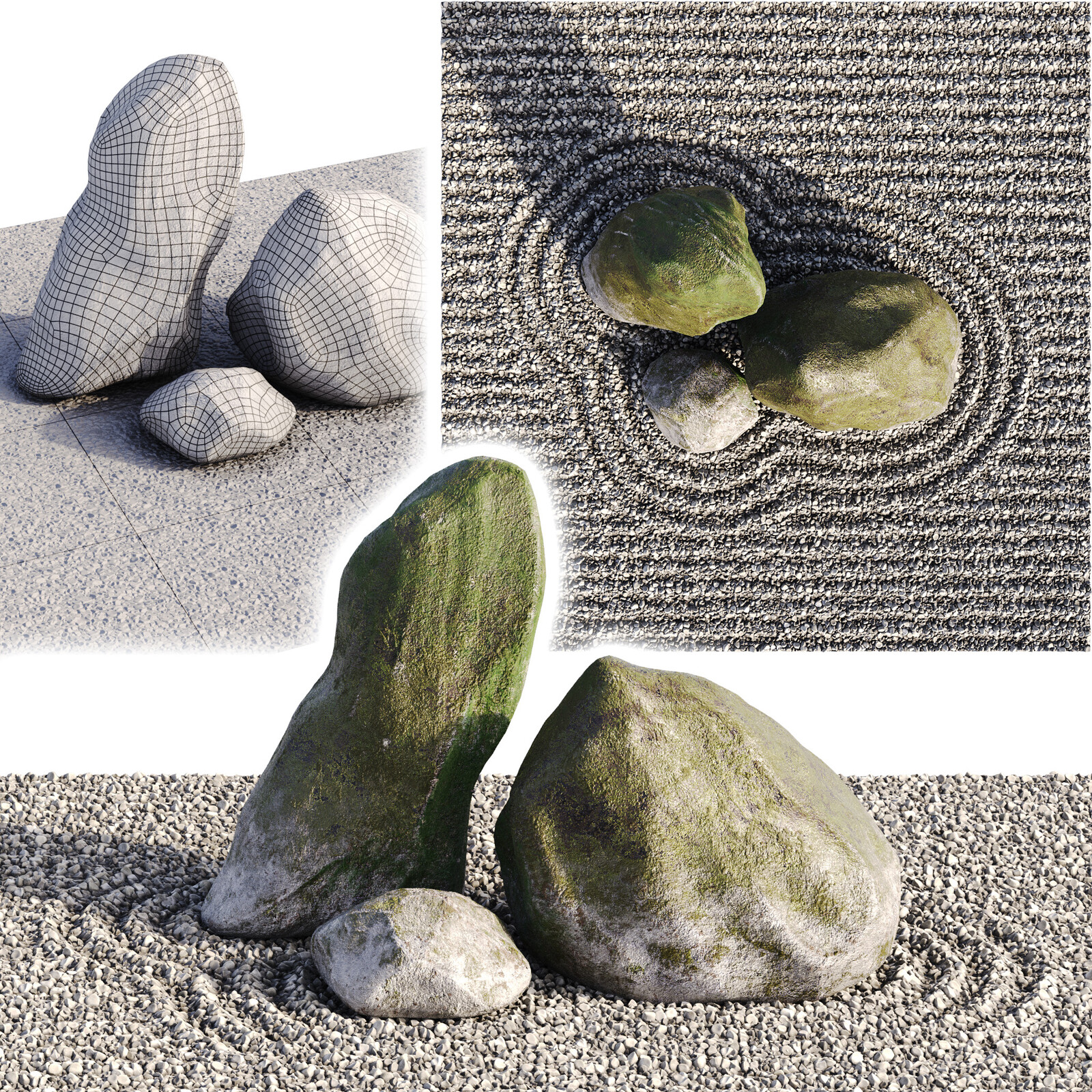 Lowpoly Japanese Rock (Zen) Garden