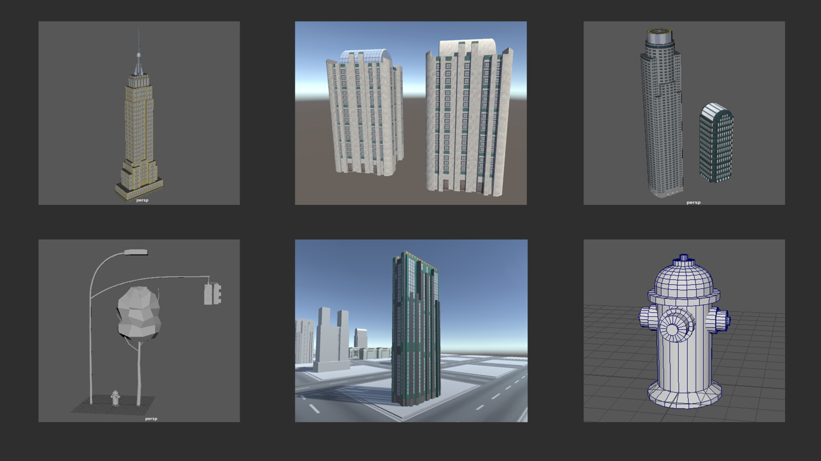 Raw preview over some of the buildings and objects found in the game.