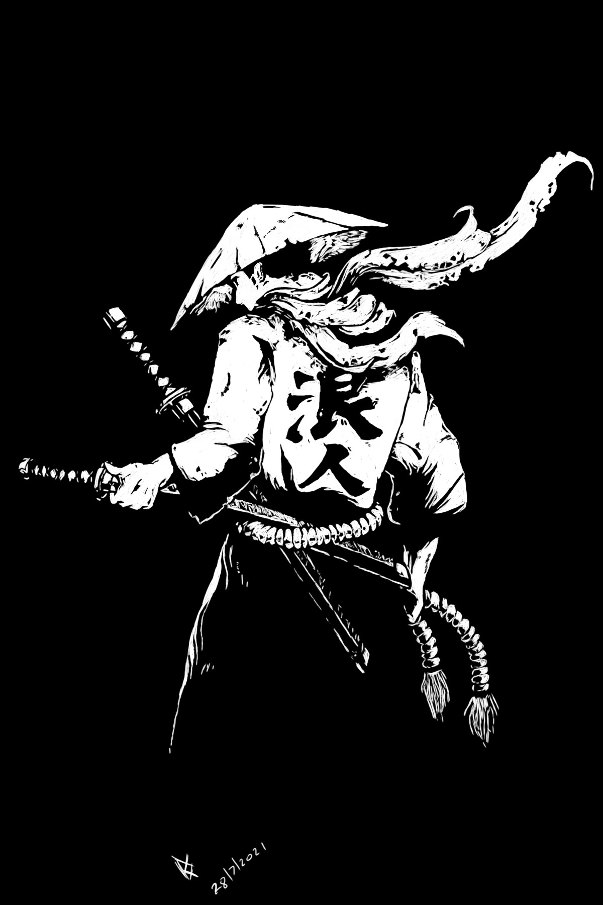 Black on white samurai