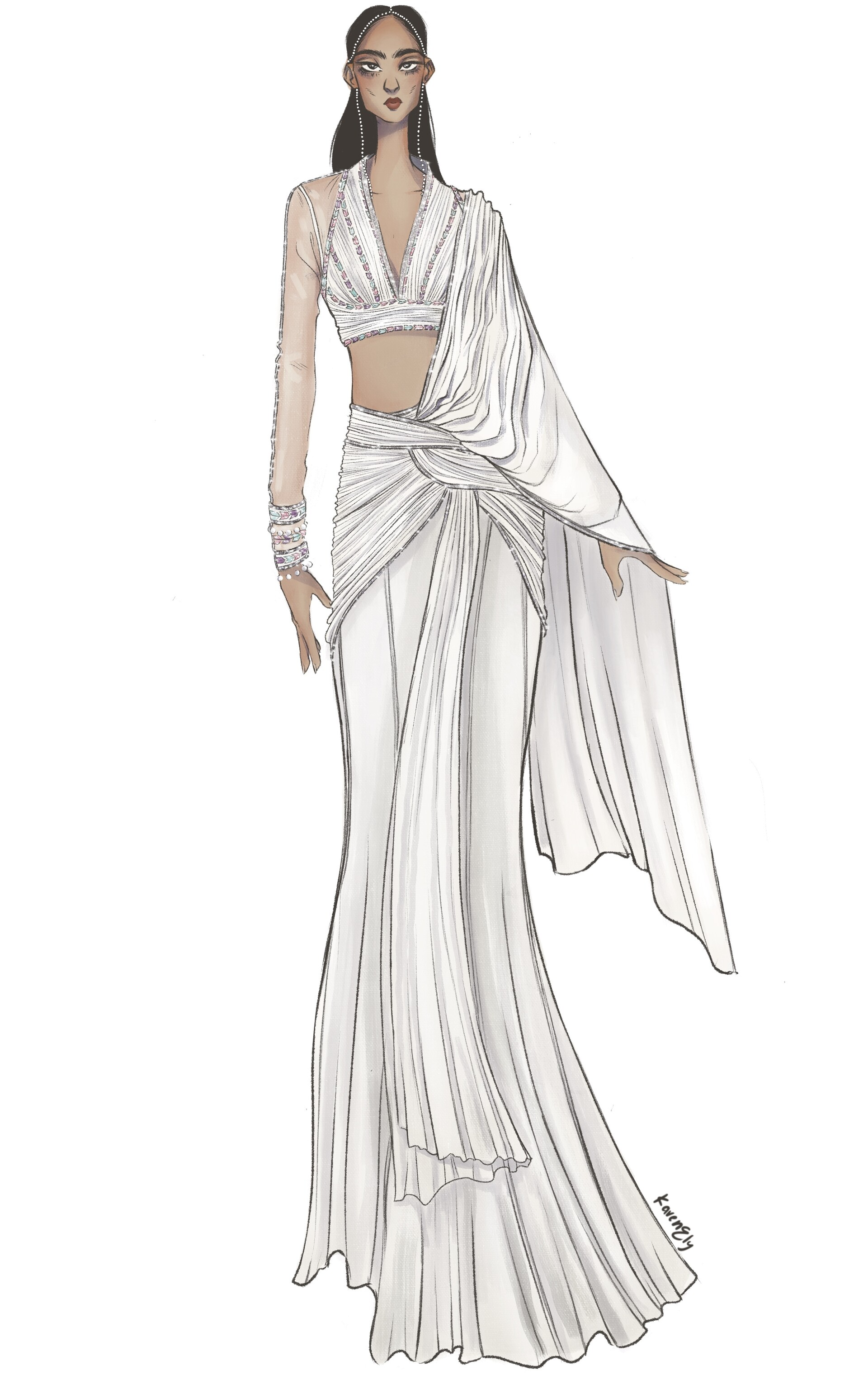 Saree fashion illustration on sale